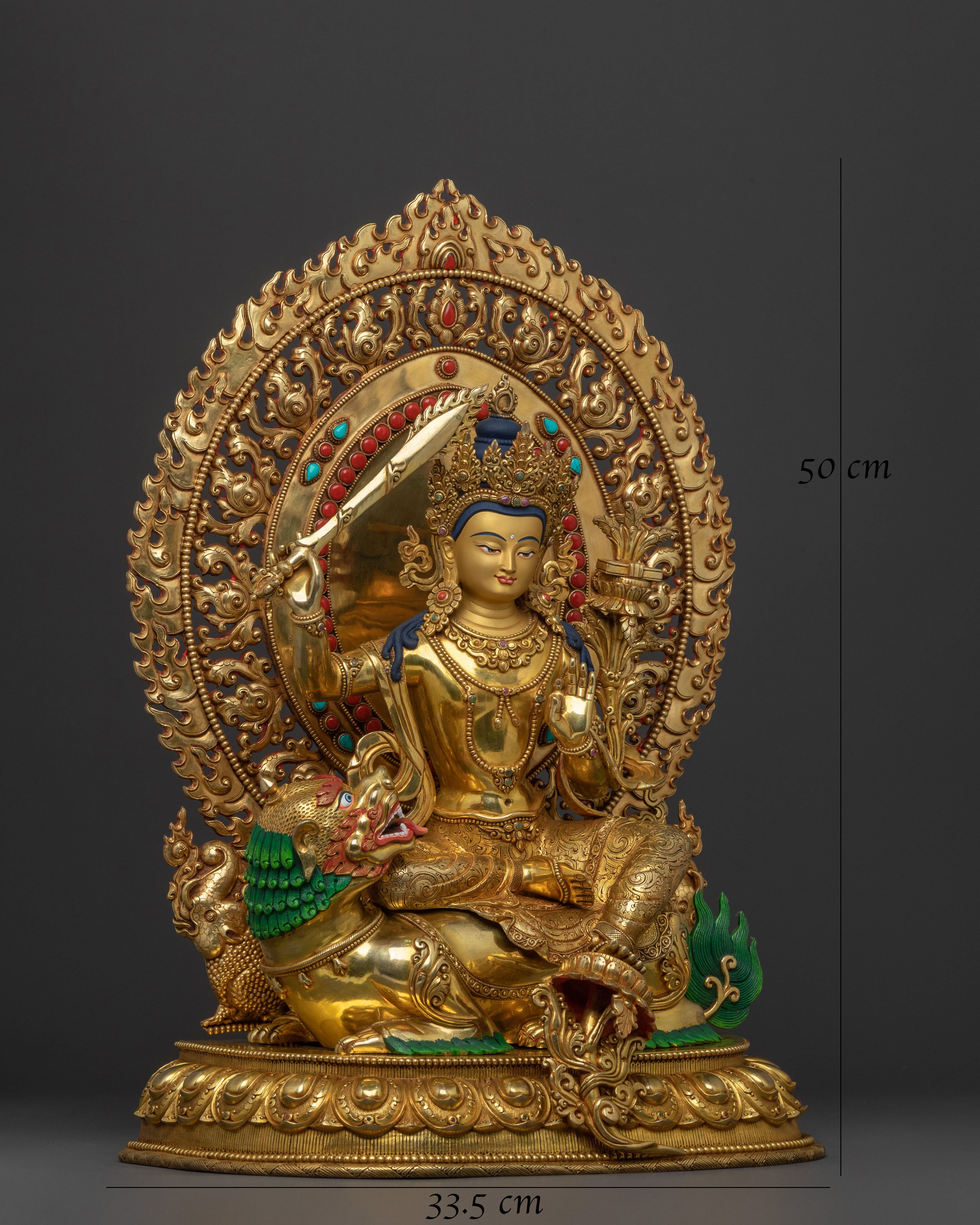 Simhanada Manjushri Sacred Statue for Rituals