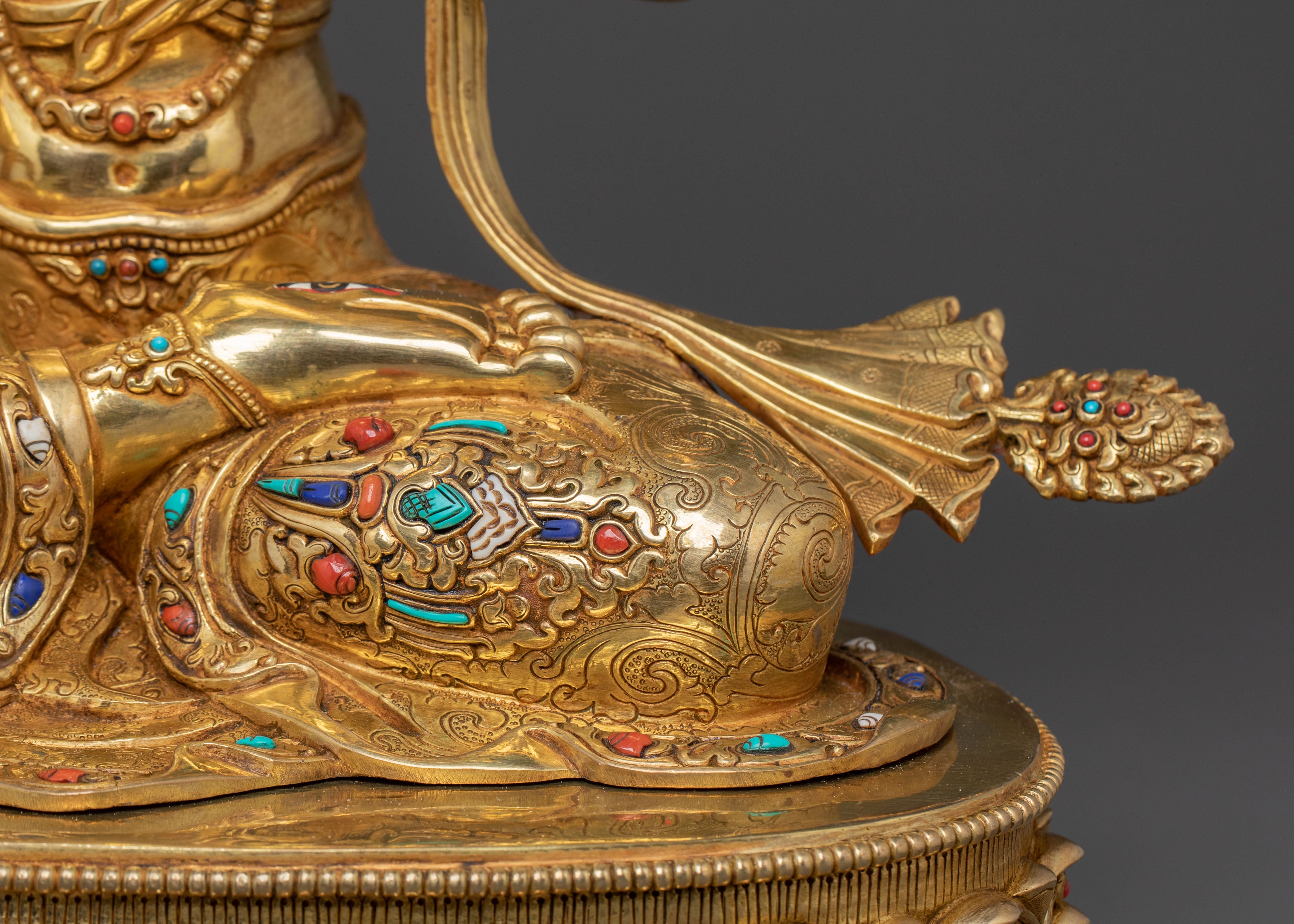 Longevity Blessing White Tara Sculpture: Hand-Gilded Copper Artistry