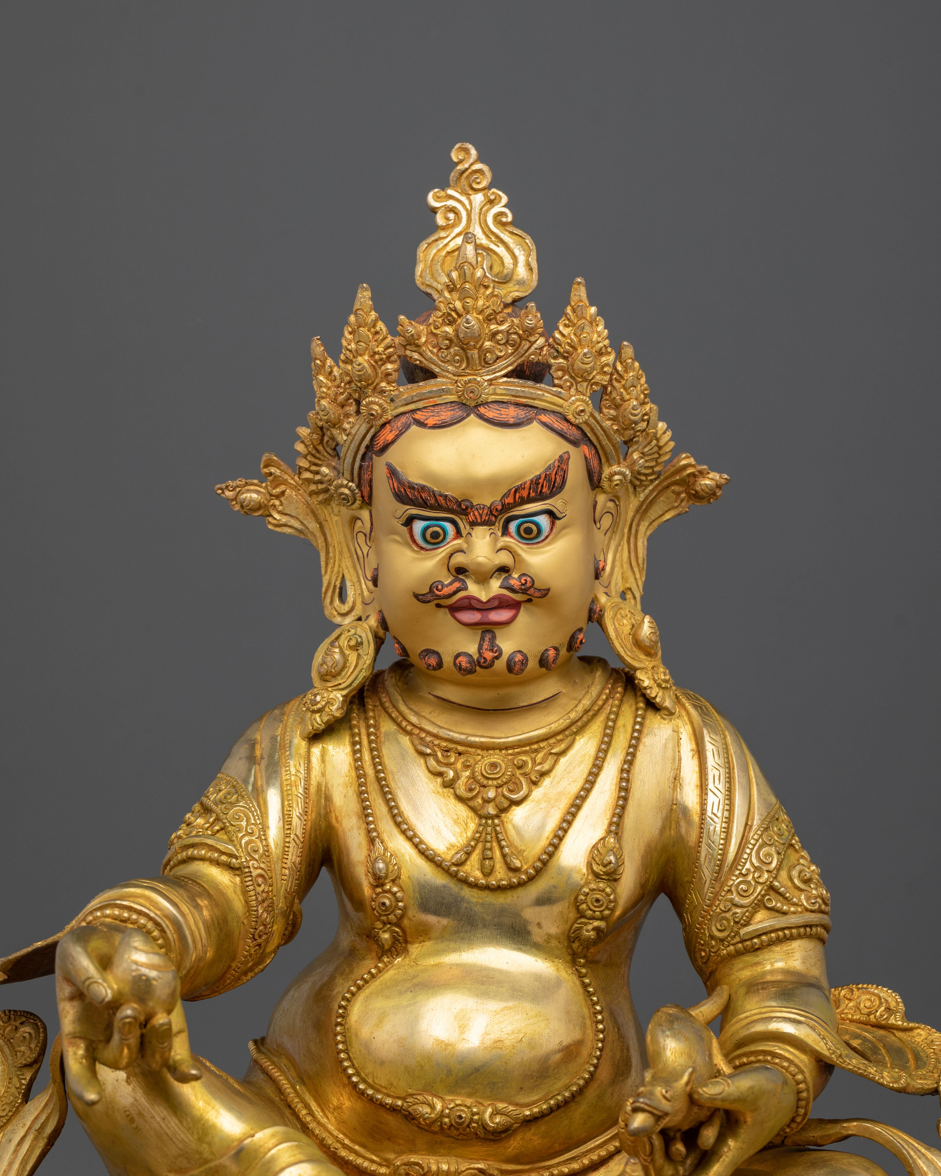 Dzambhala Golden Statue | Copper Figurine of Wealth Deity