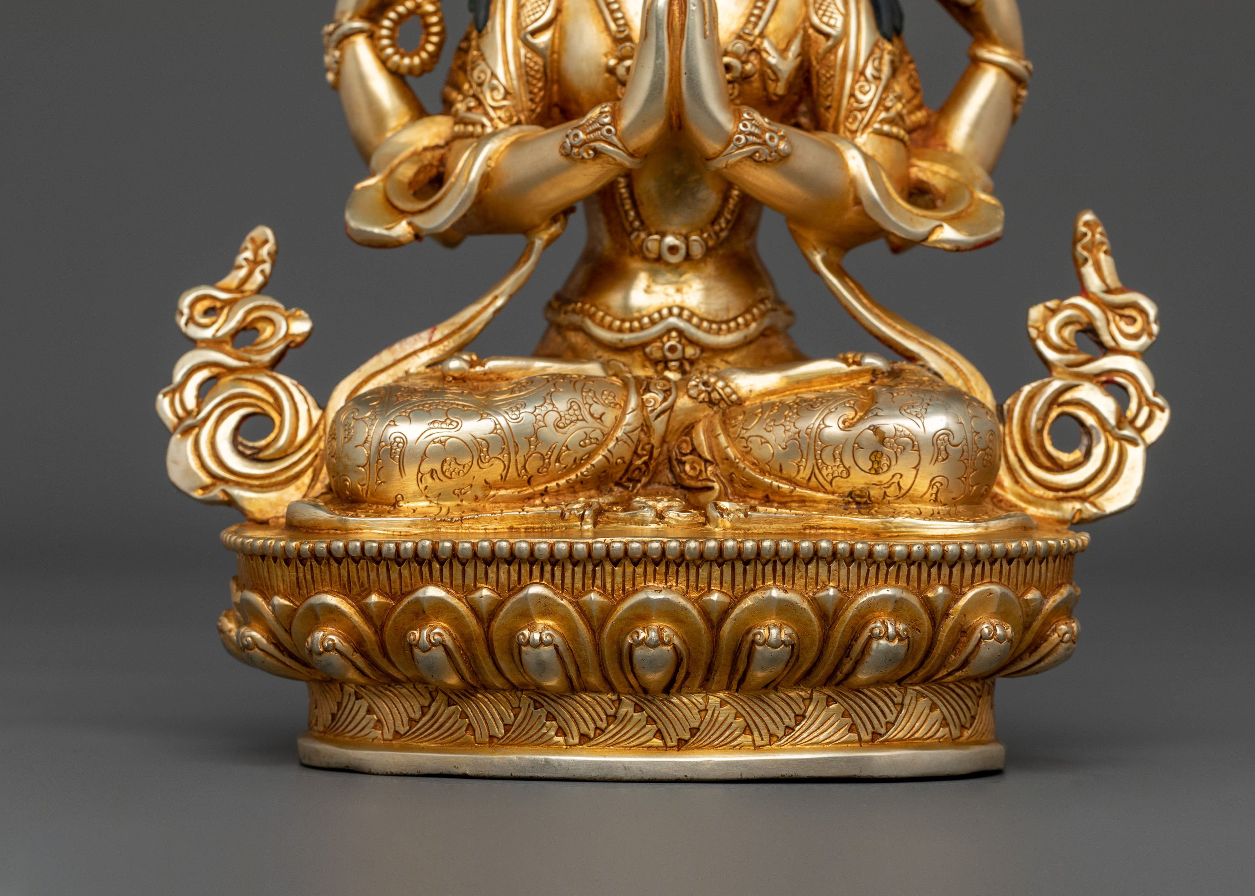 Four Armed Chenrezig Copper Sculpture | Home Decor