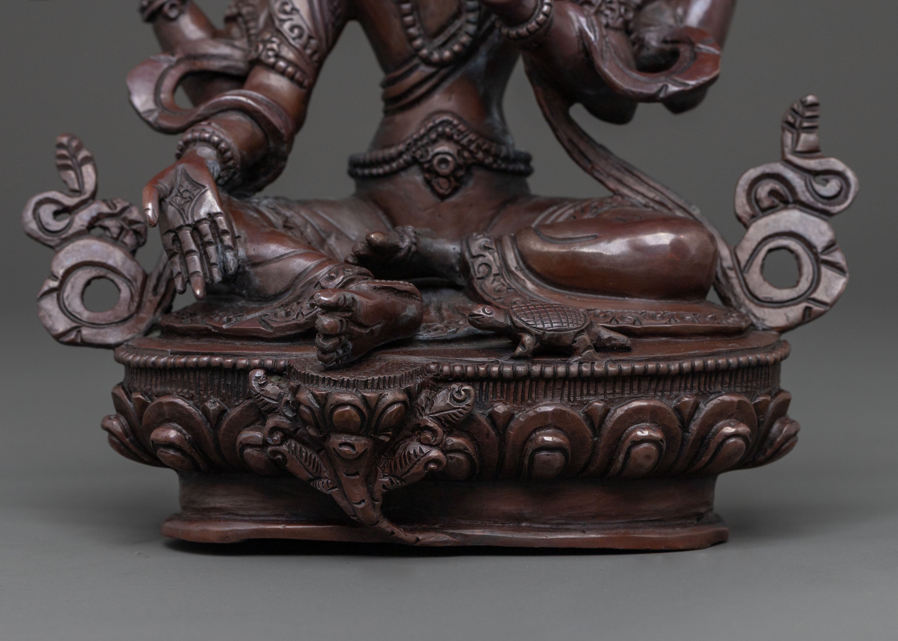Laxmi Devi Handcrafted Statue in Oxidized Copper
