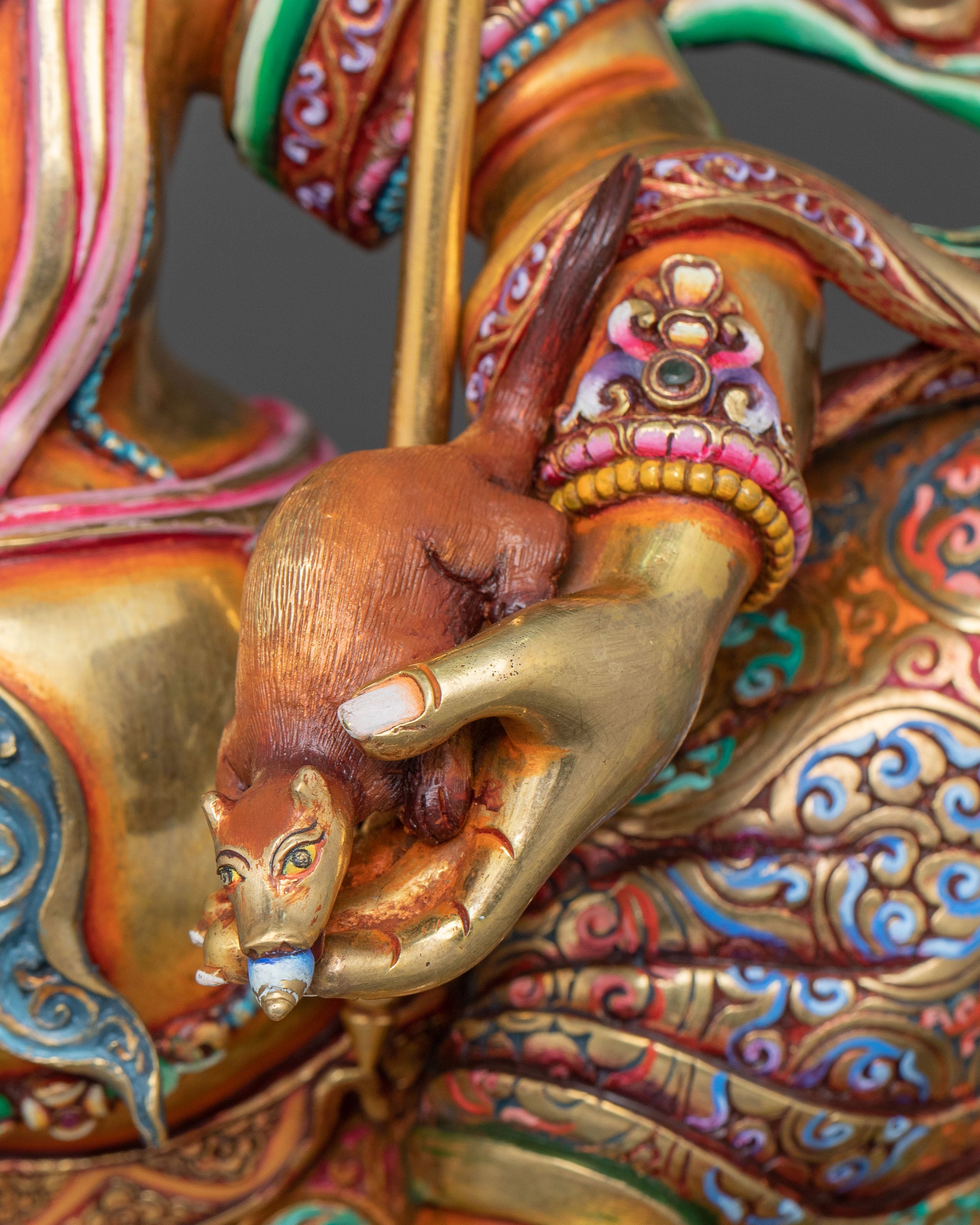 White Dzambhala Prosperity Statue | 24k Gold Glided