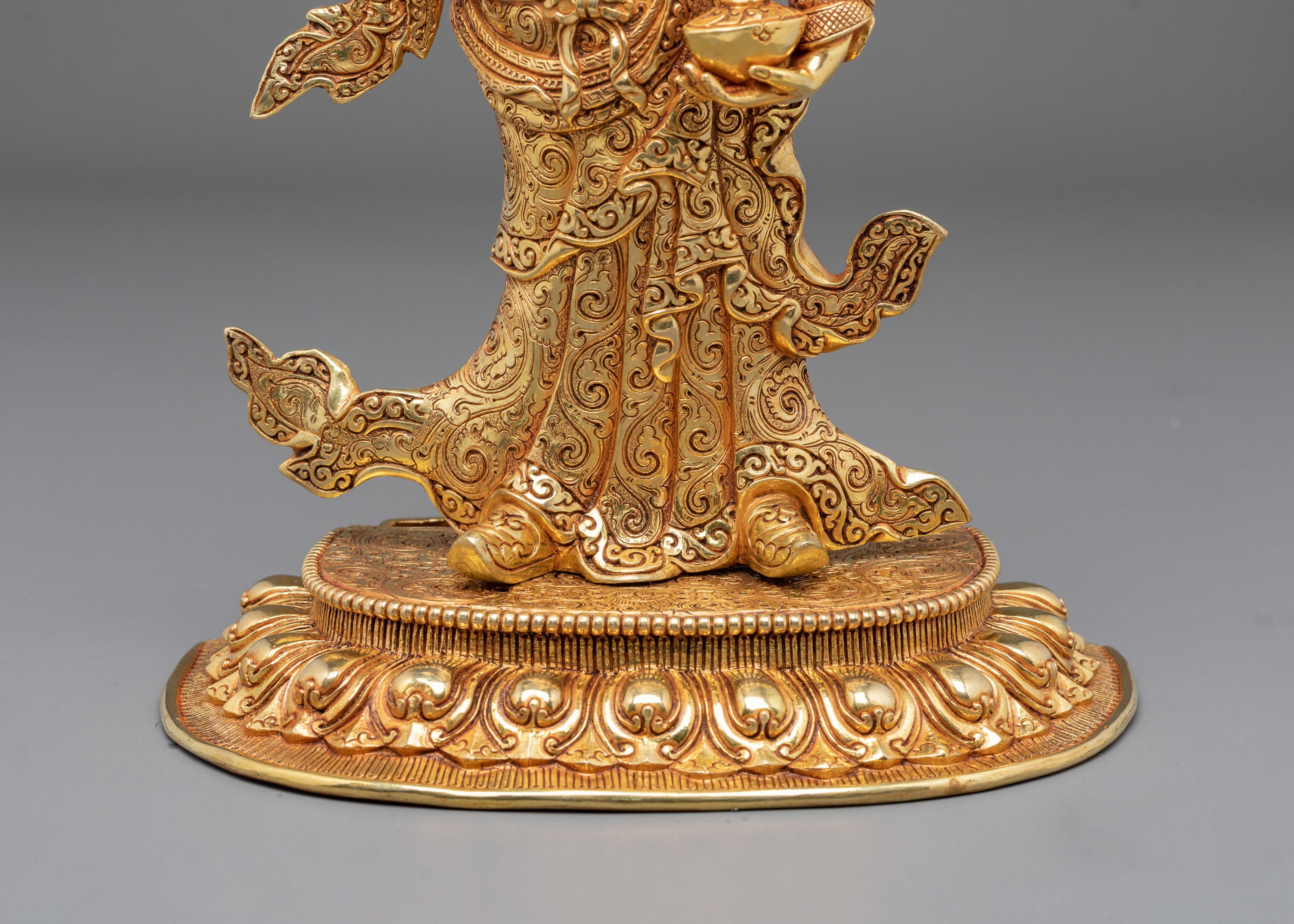 Dancing Guru Rinpoche Statue | 24K Gold Gilded Artistry