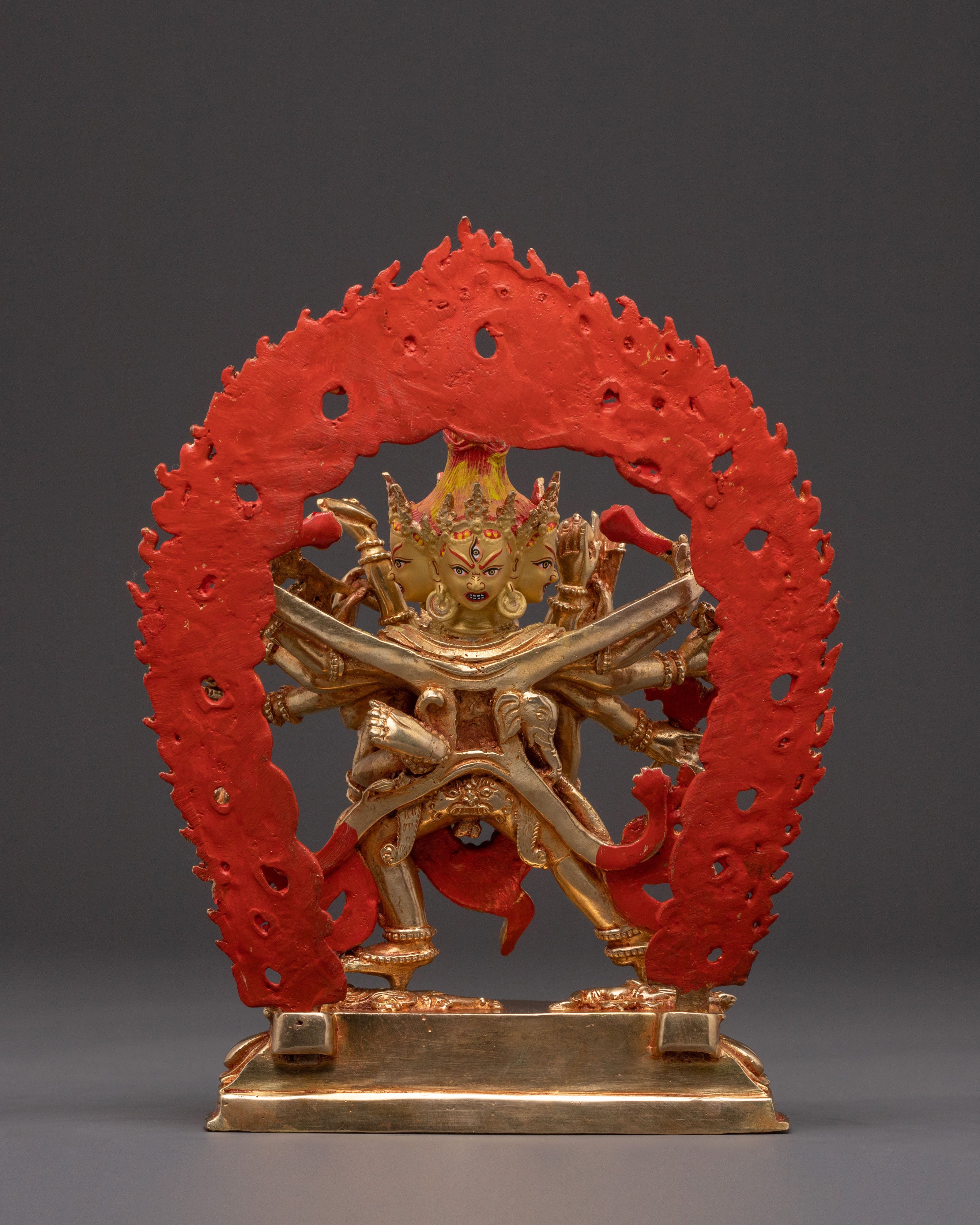 Chakrasamvara Tantric Deity - Hand-Gilded Copper Statue