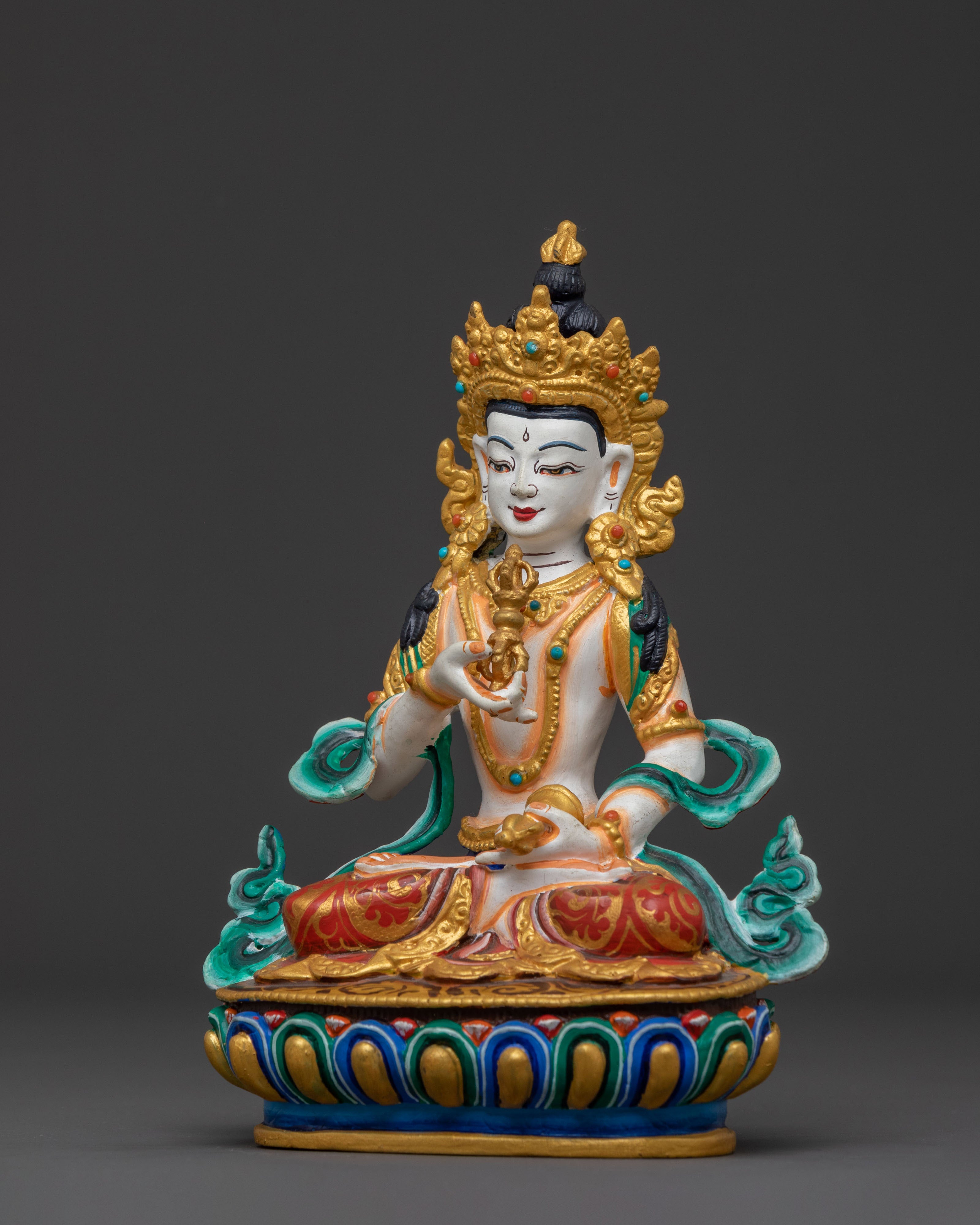 Vajrasattva Acrylic Painted Statue: Purification Deity