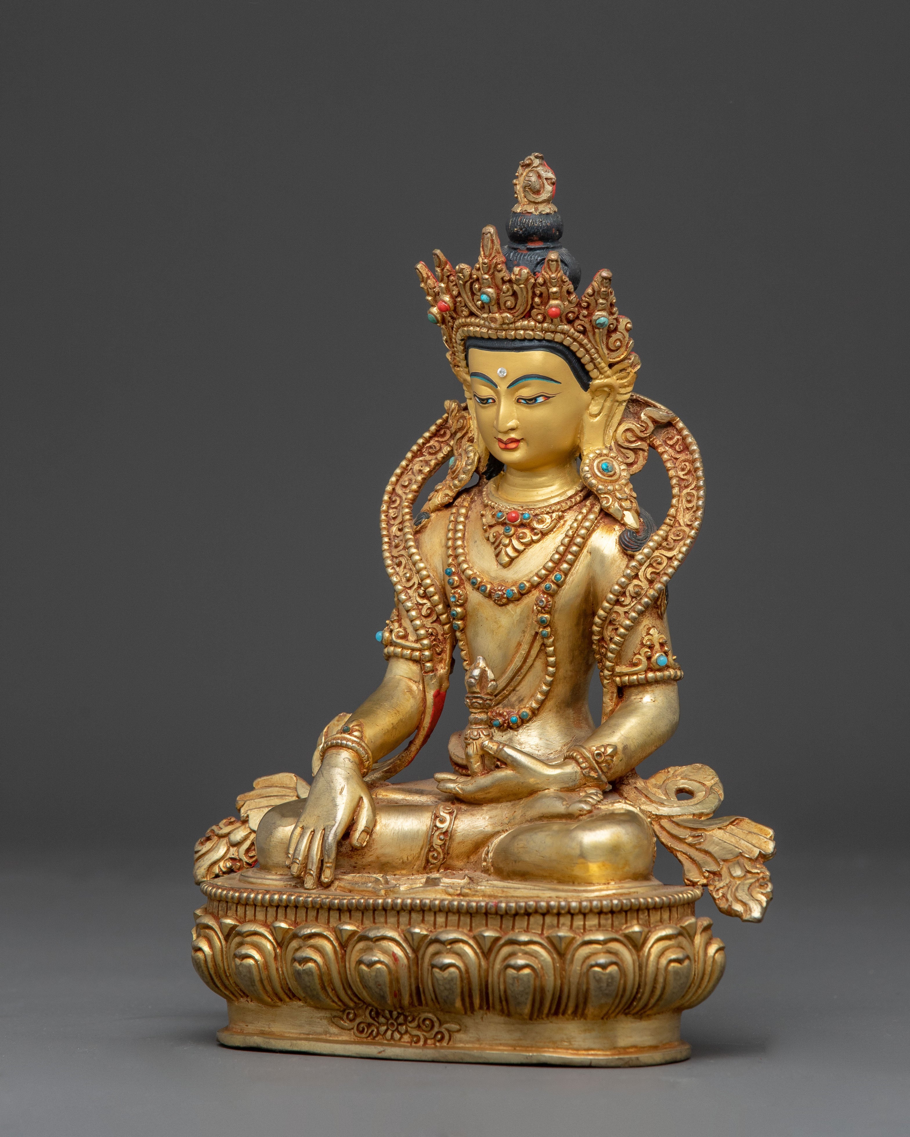 Handcrafted Mitupa Buddha Statue | Gold Gilded Tibetan Spiritual Art