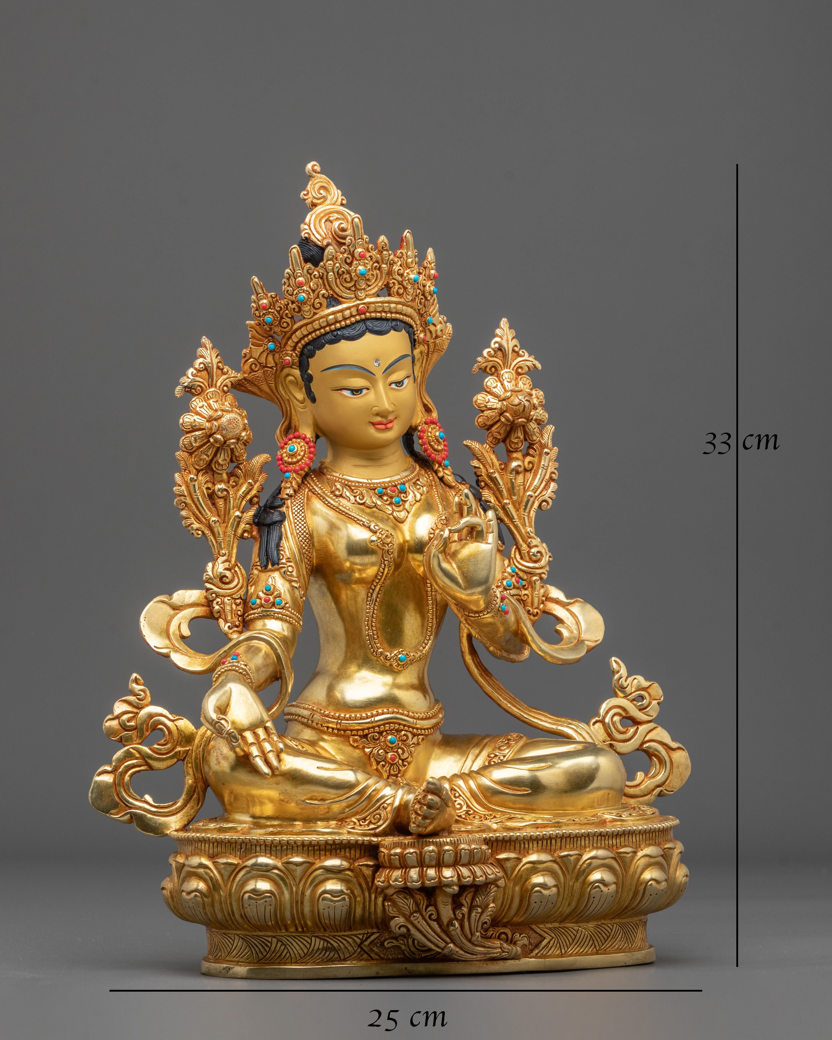 Tibetan Protector Green Tara Figurine | Handcrafted Serenity