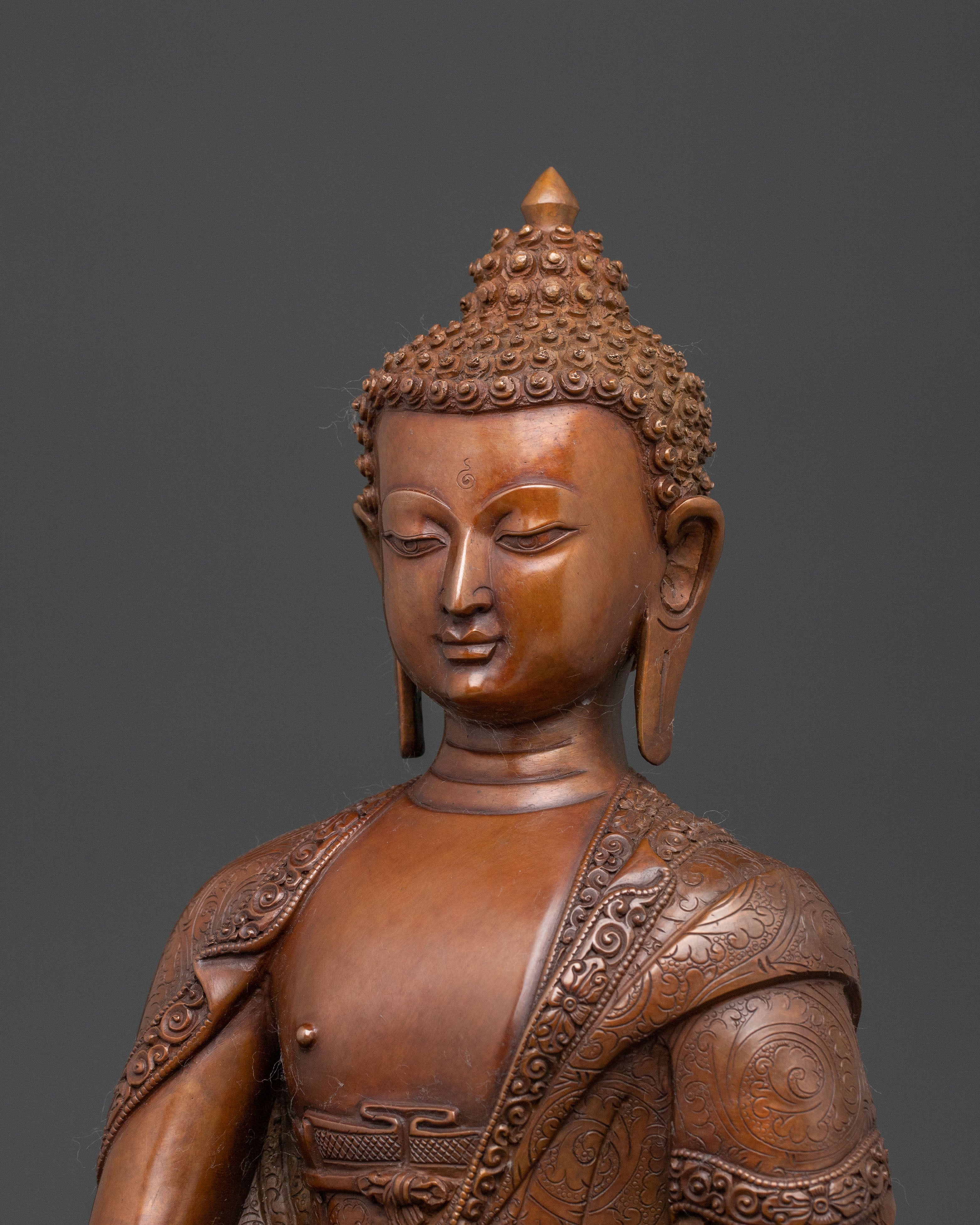 Traditional Shakyamuni Buddha Copper Statue | Oxidized Serenity
