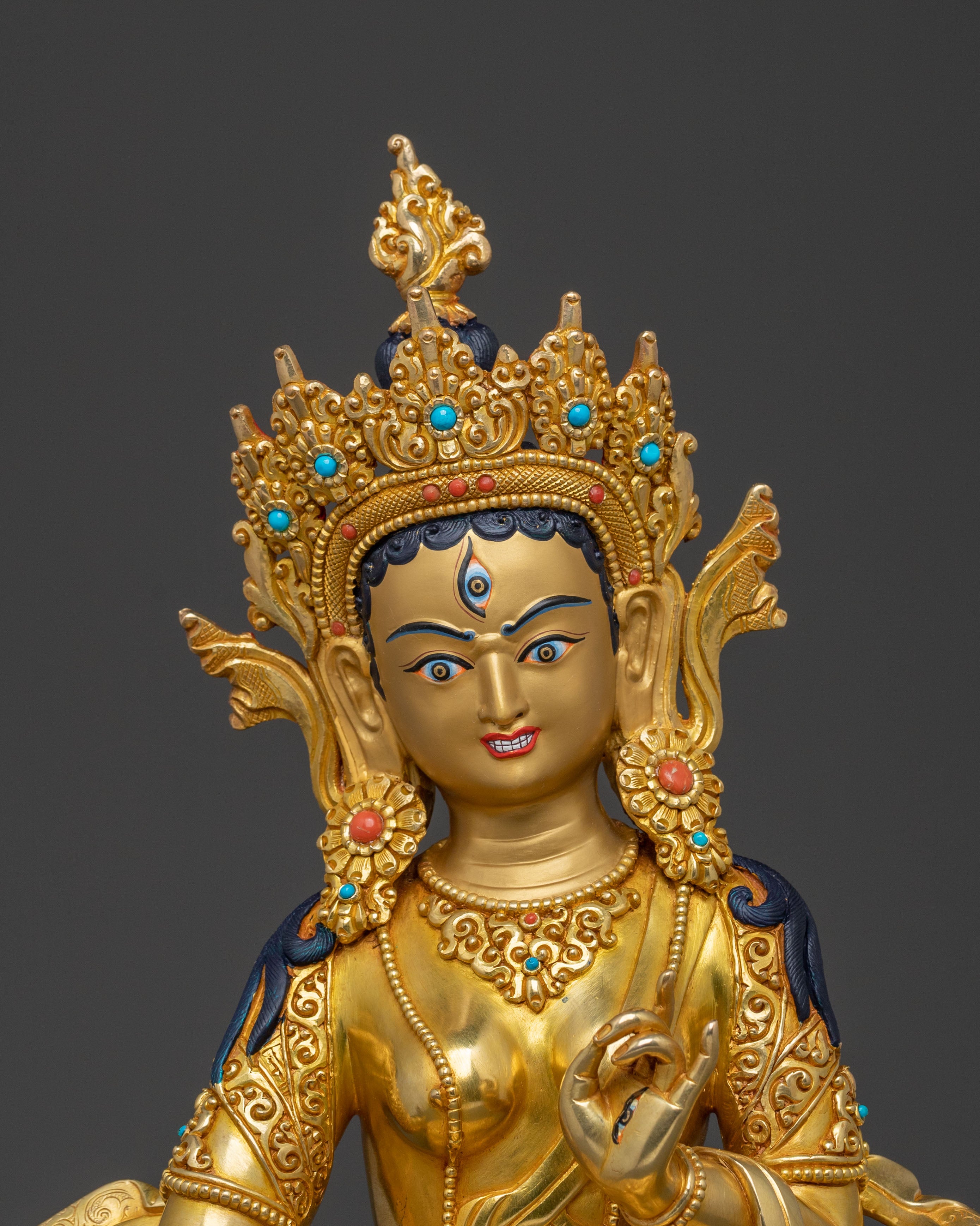 Dukar White Umbrella Protector Statue: Made in Nepal