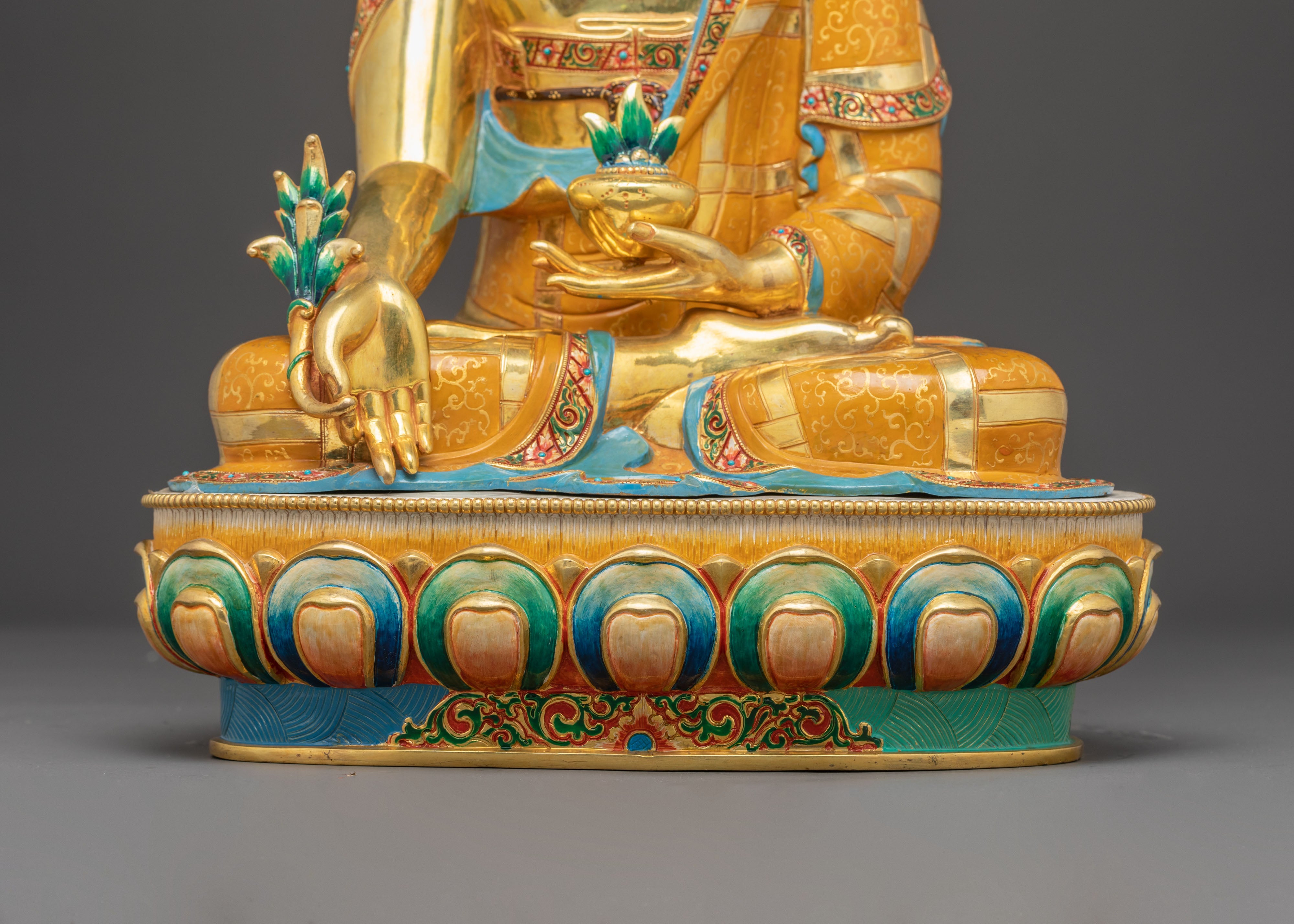 Golden Healing Statue of Medicine Buddha | Divine Healer