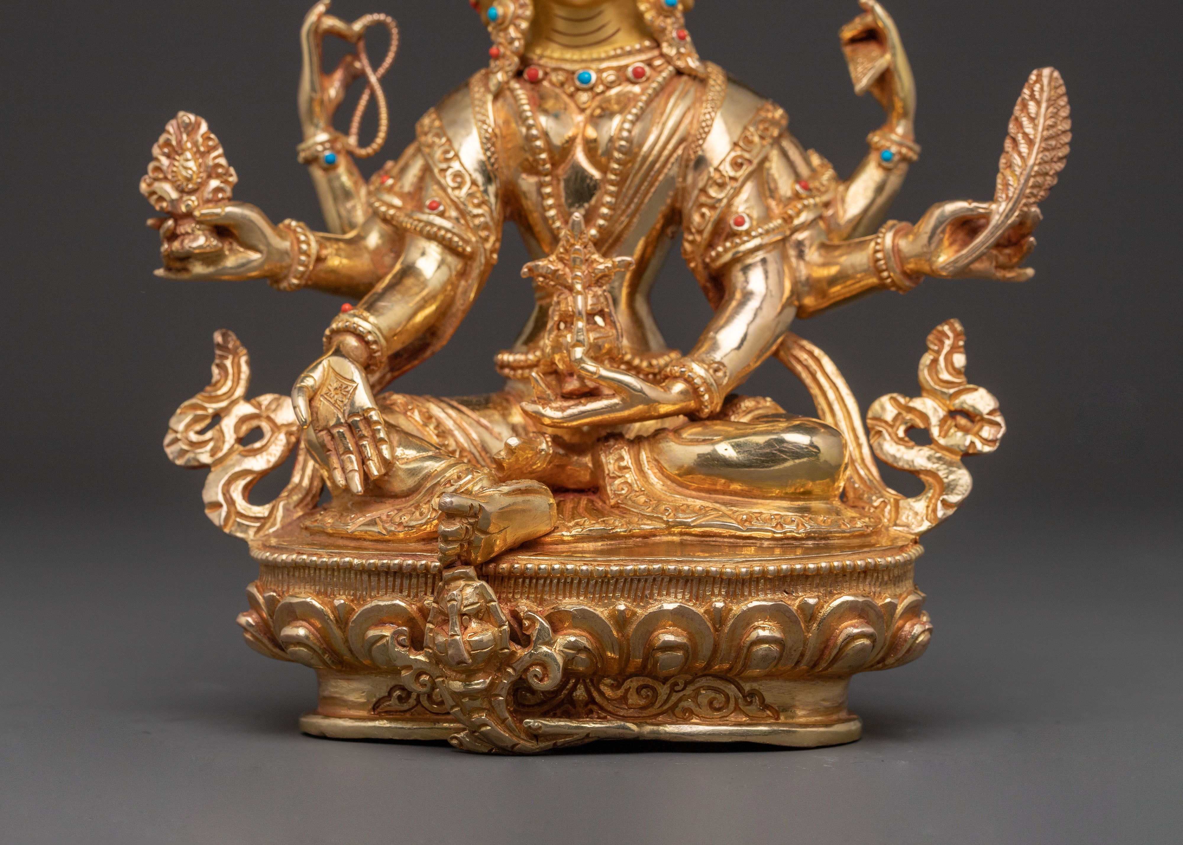 Vasudhara Goddess Statue | 24K Gold Gilded Figure