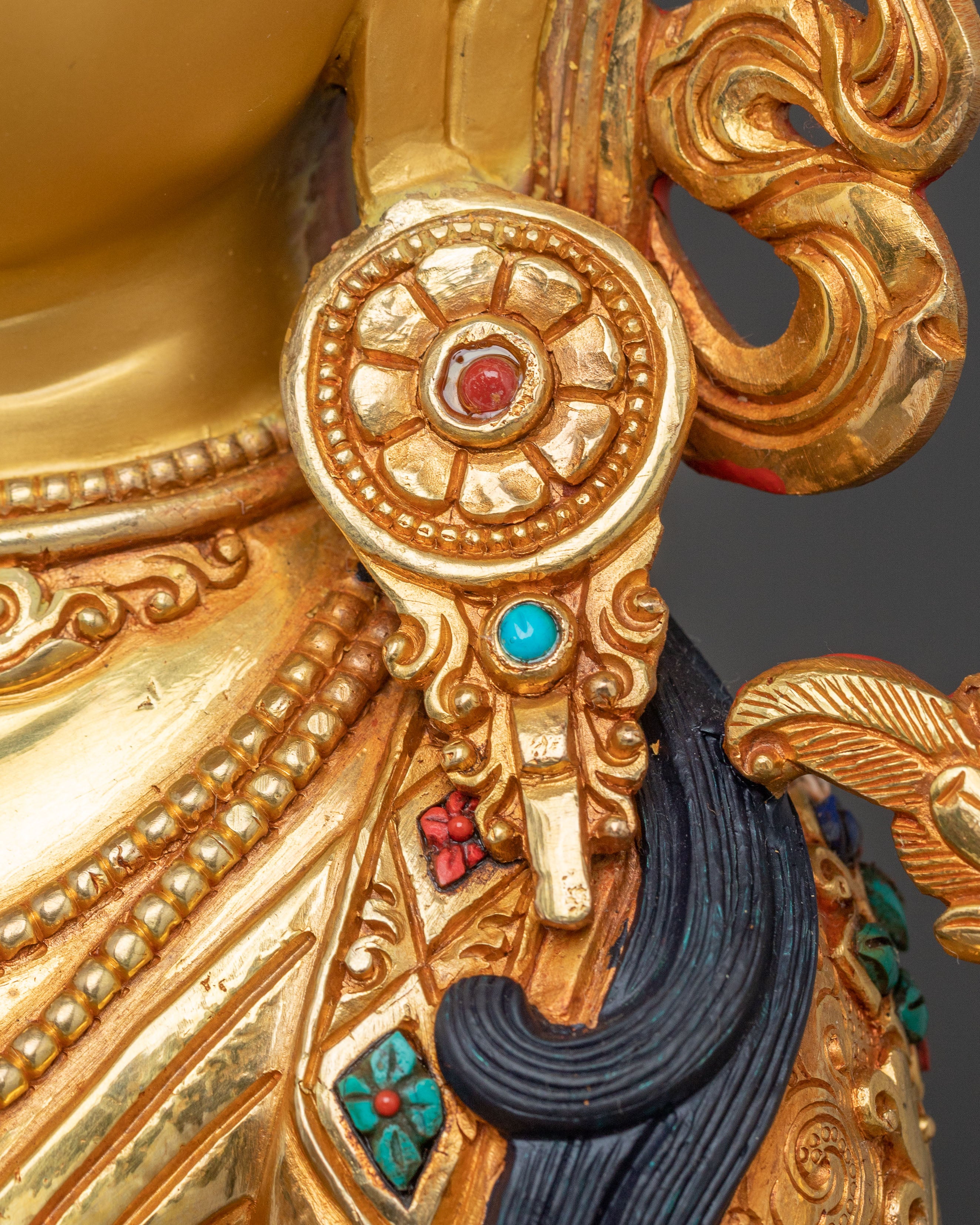 Handcrafted Divine Statue of White Tara with 24K Gold Gilding