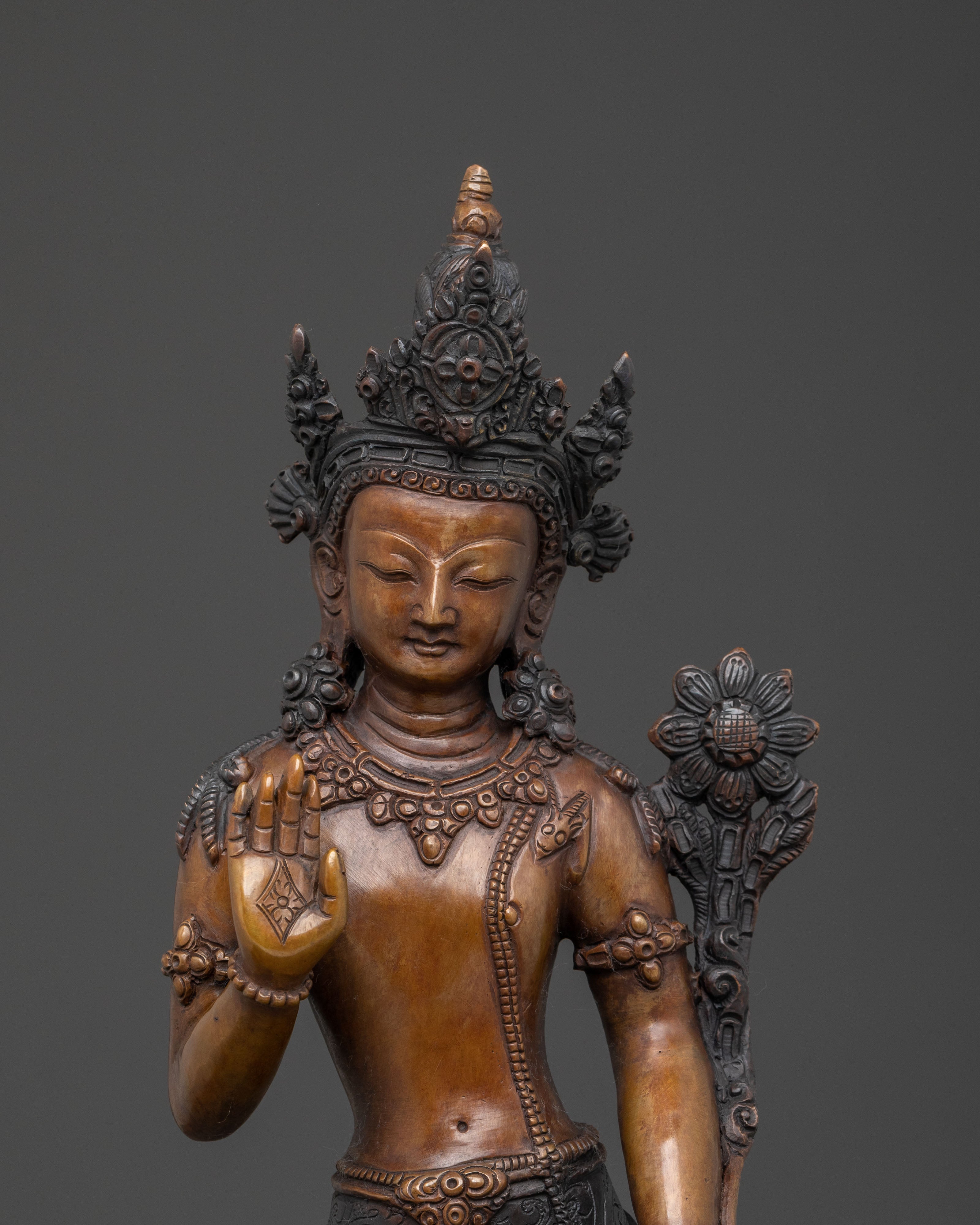 Padmapani Copper Statue | Meditational Figure