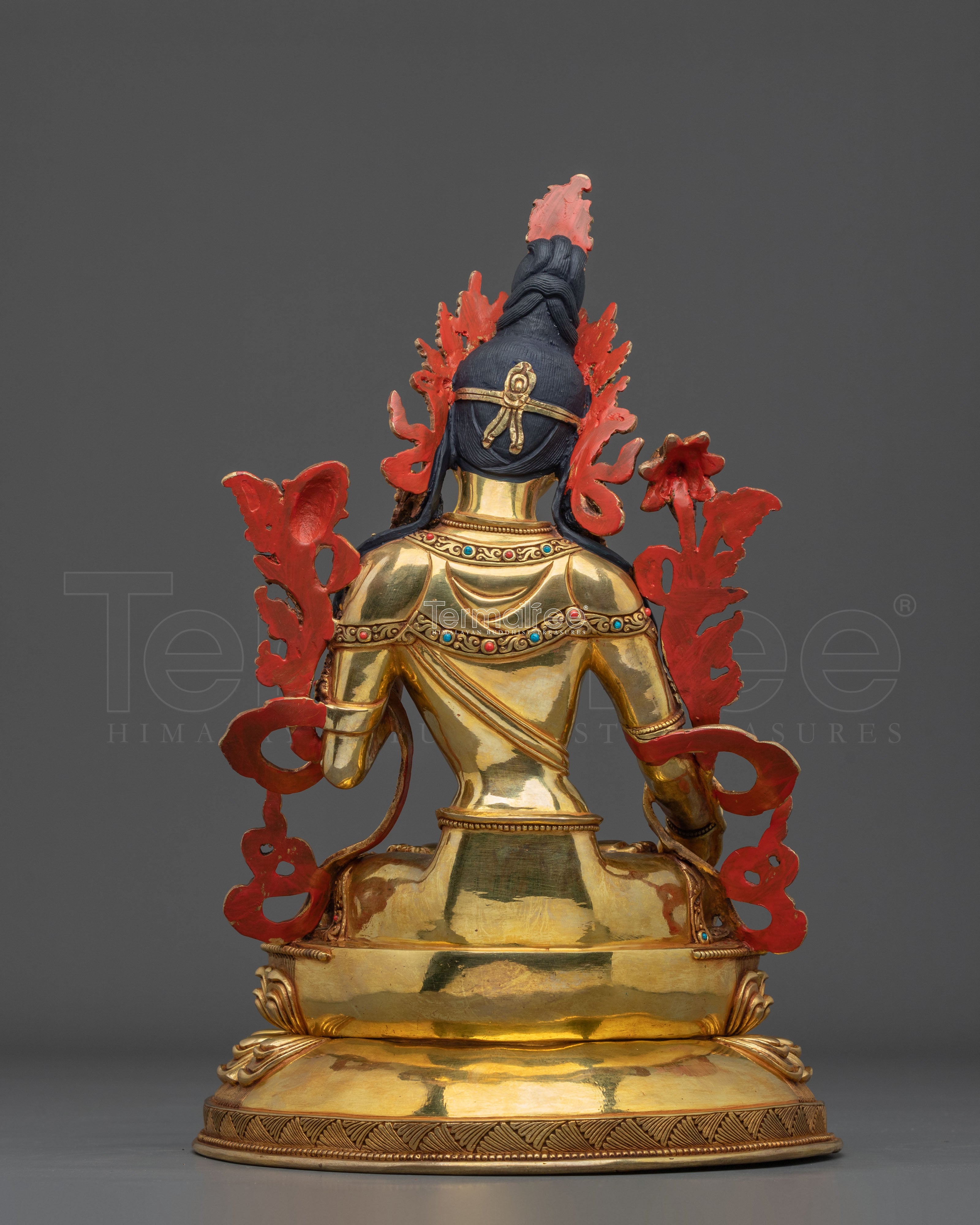 White Tara Longevity Meditation Shrine Sculpture: 24K Gold Gilded
