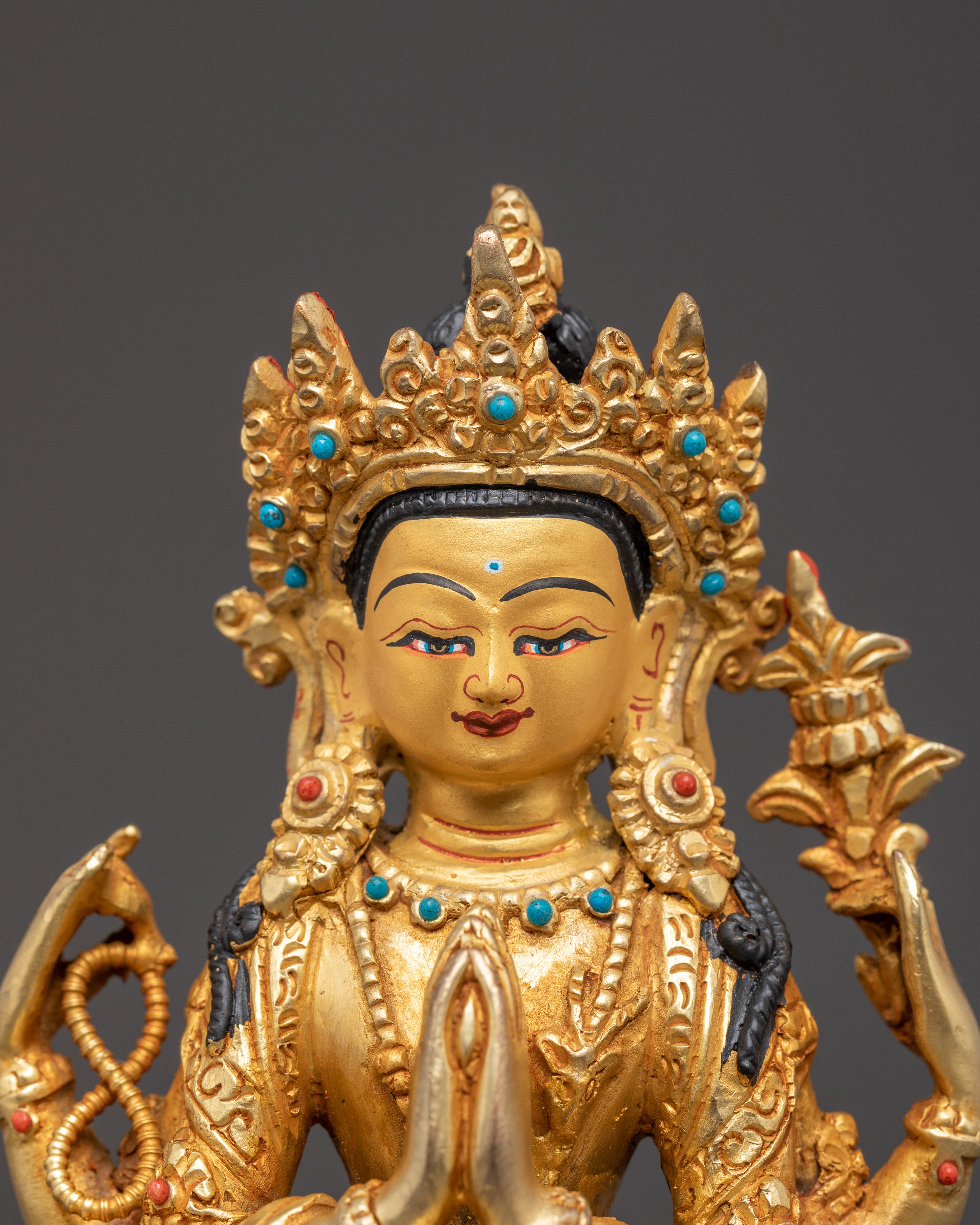 Figurine of Bodhisattva Chenrezig | Four Armed Avalokiteshvara Statue