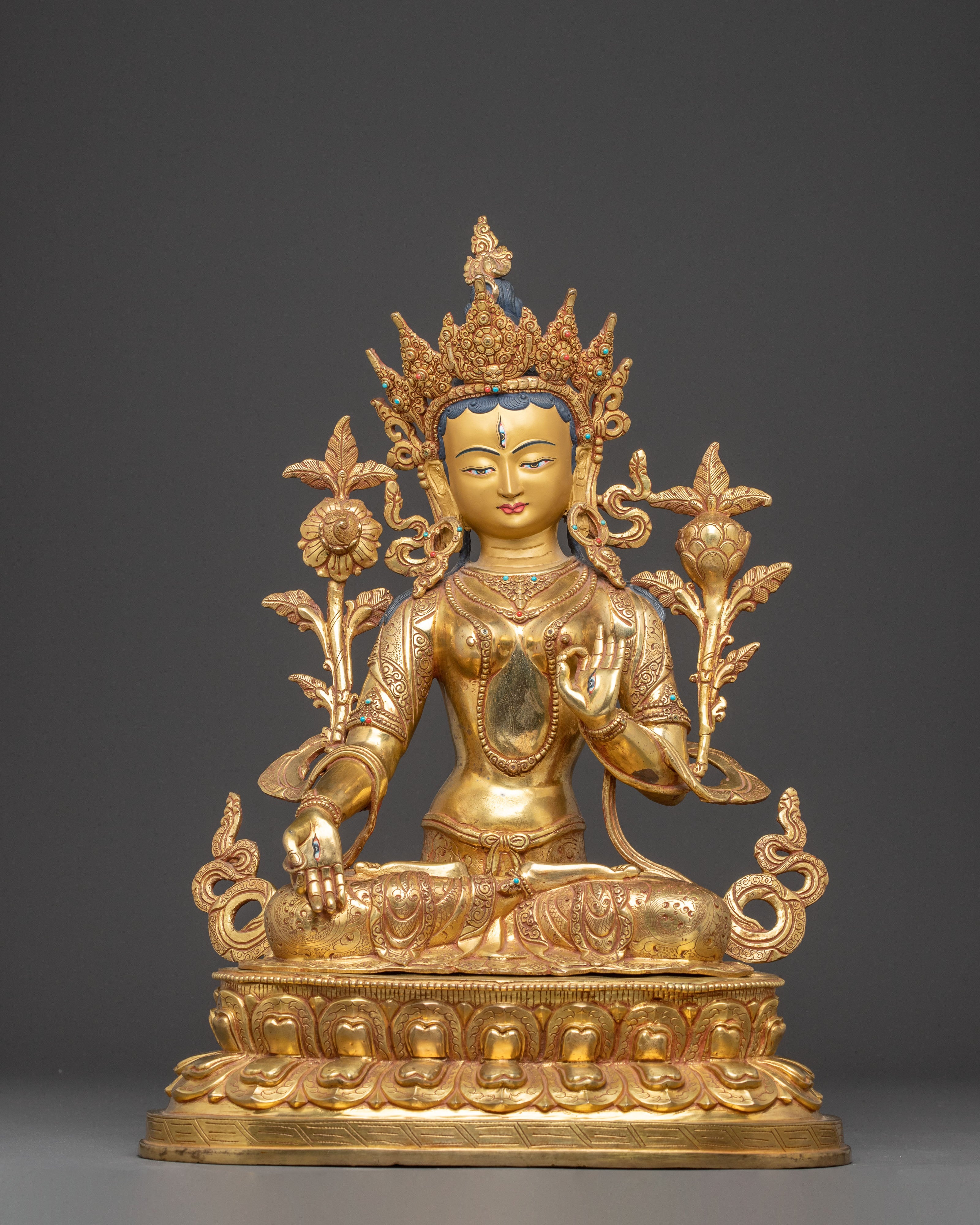White Tara Golden Handmade Statue