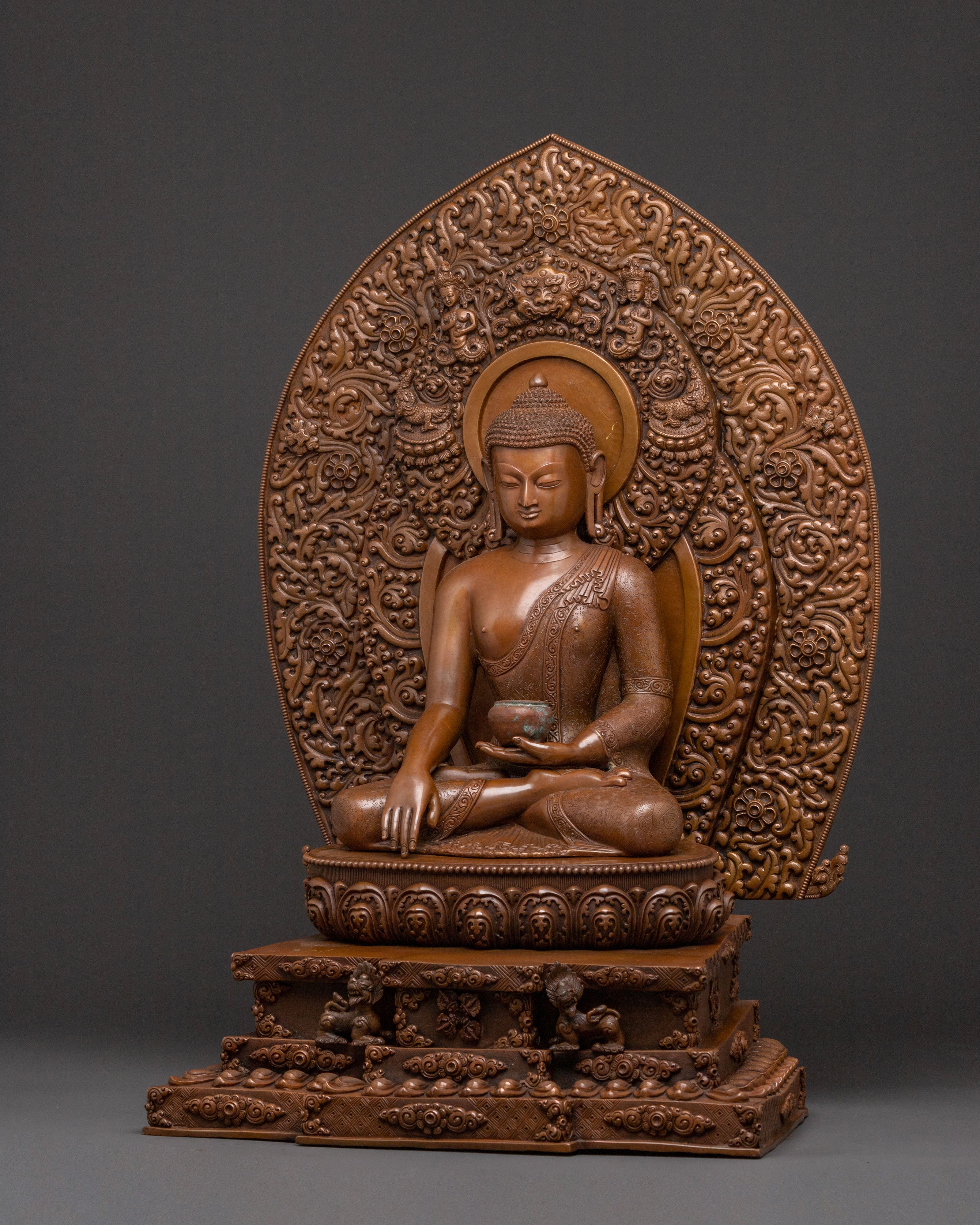 Shakyamuni Buddha Sculpture on Throne for Altar