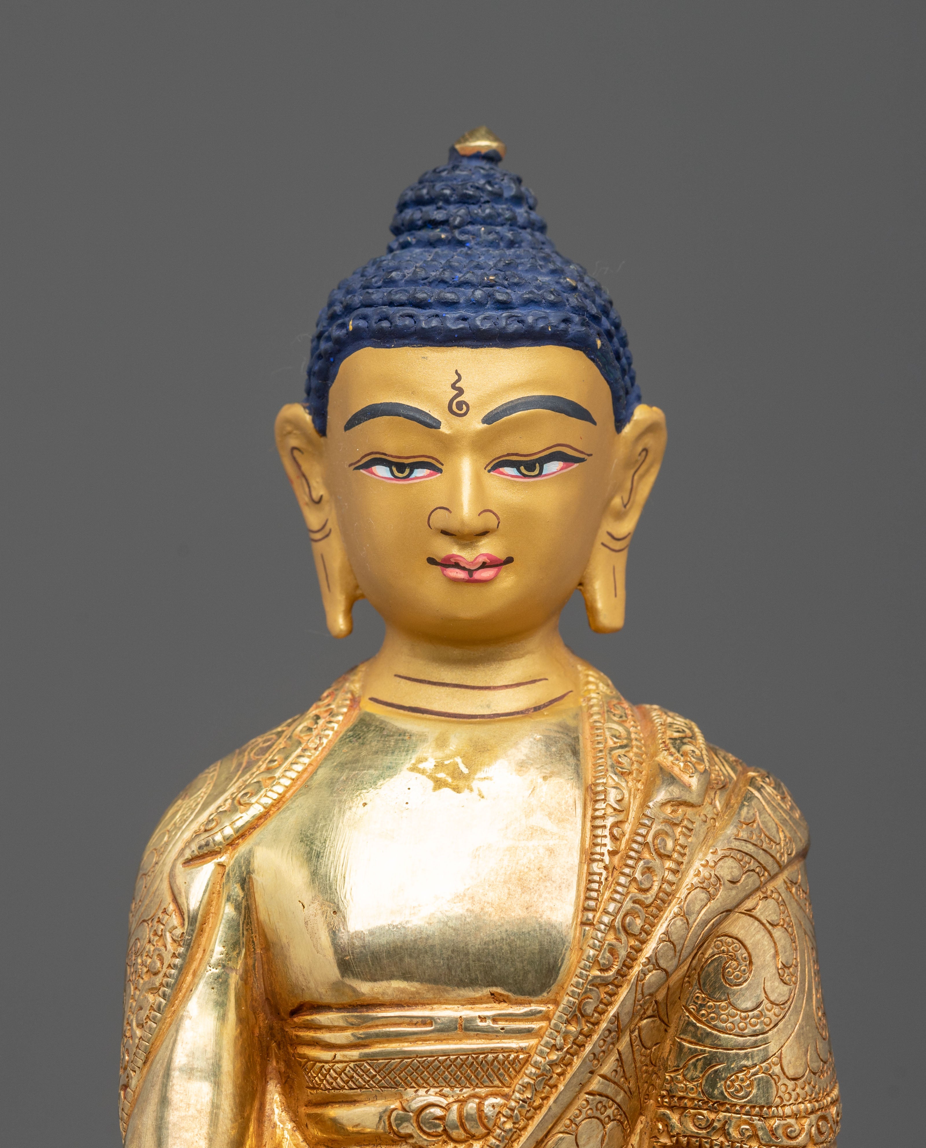 Shakyamuni Buddha Sacred Sculpture with Throne | Symbol of Wisdom Peace
