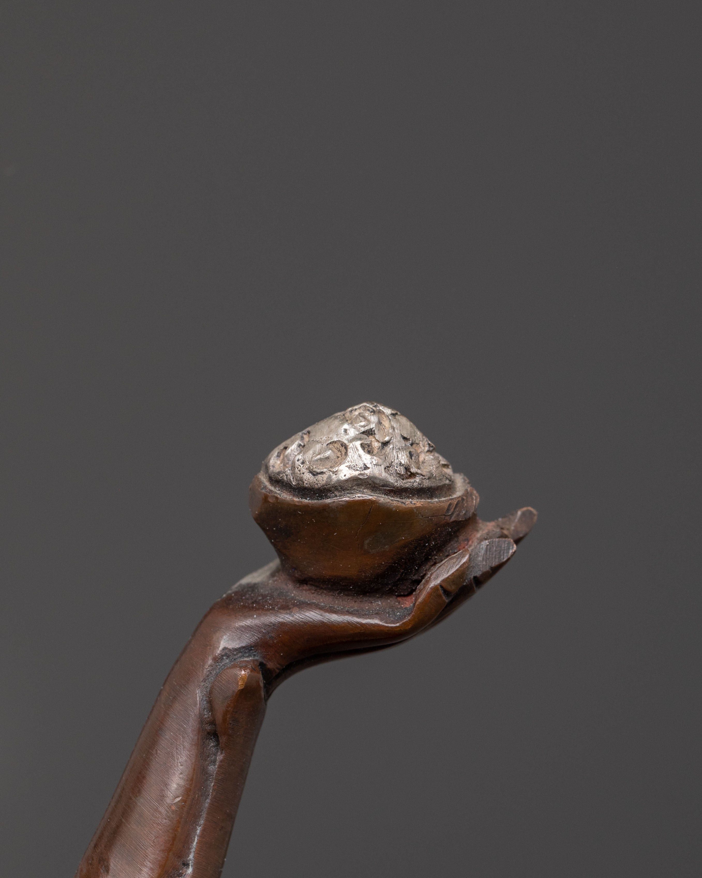 Chitipati Blessing Statue: Oxidized Copper & Silver Accents