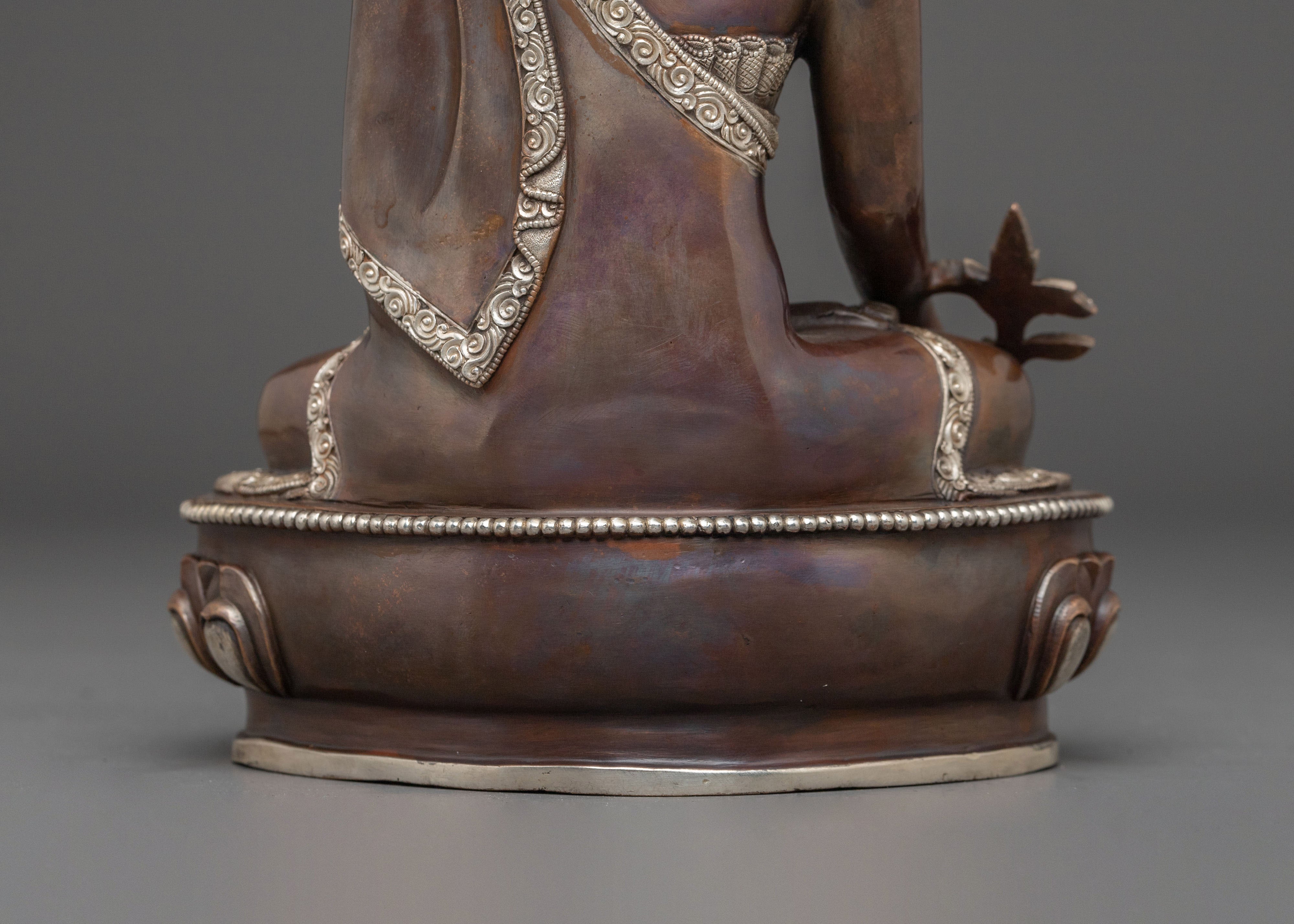 Medicine Buddha Statue: Oxidized Copper Healing Figurine