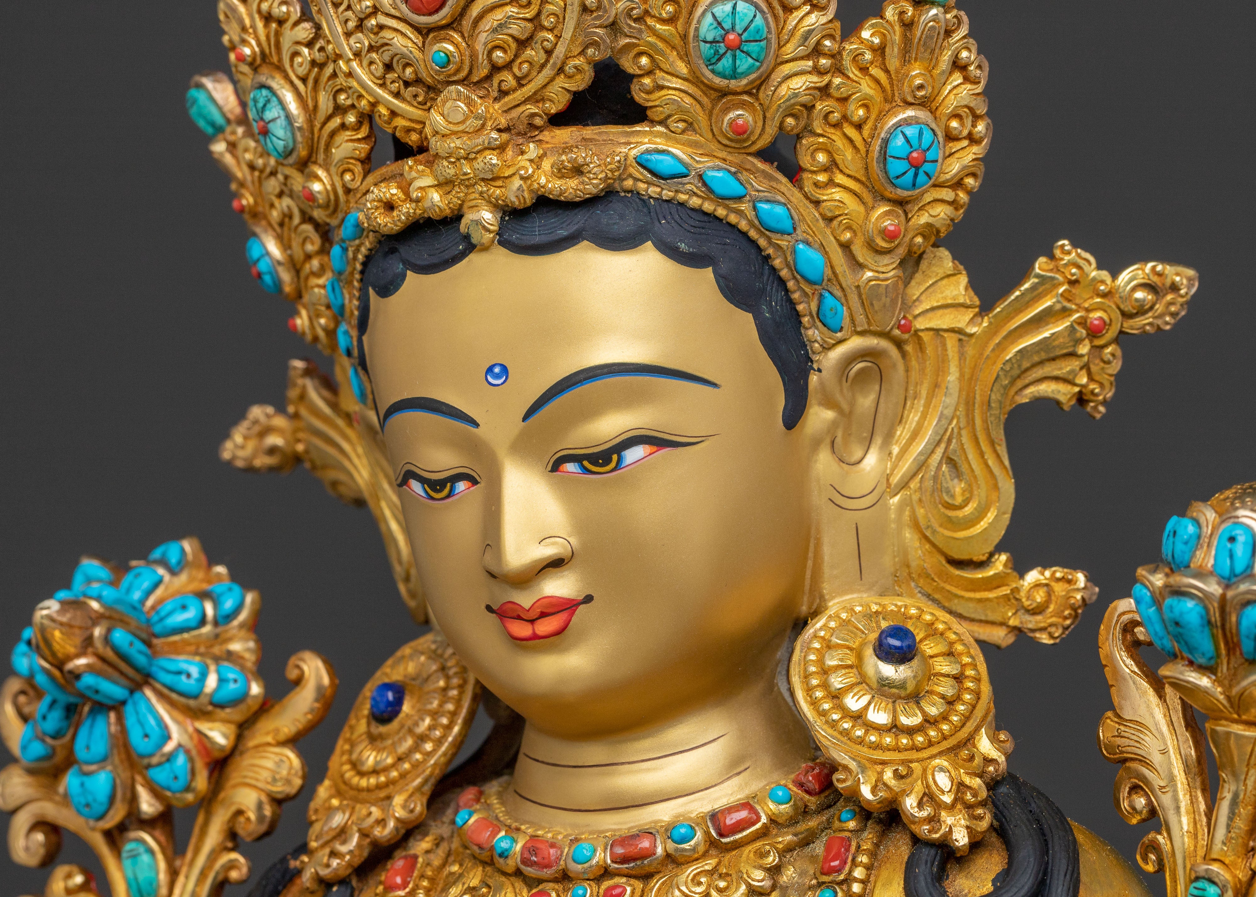 24K Gold Gilded Green Tara Statue | Liberator Figure