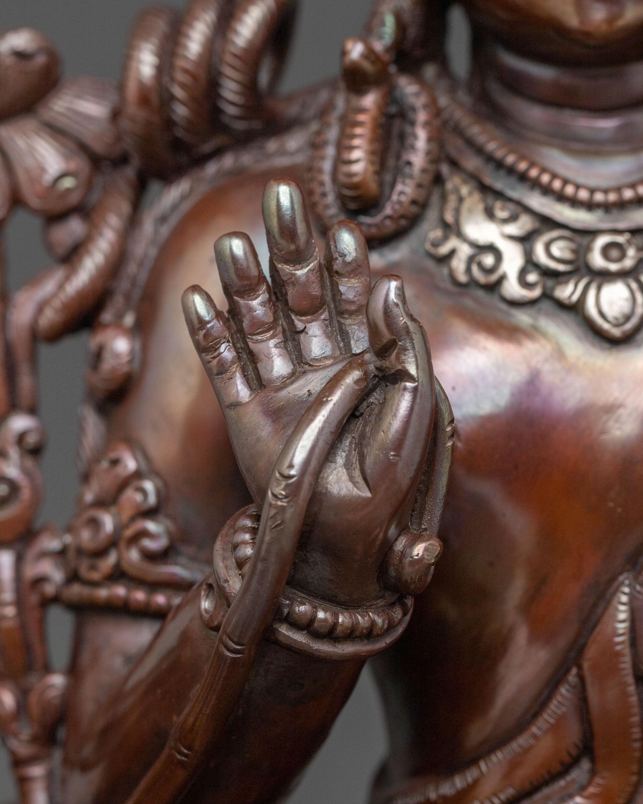 Simhanada Avalokiteshvara Statue | Oxidized Copper Body