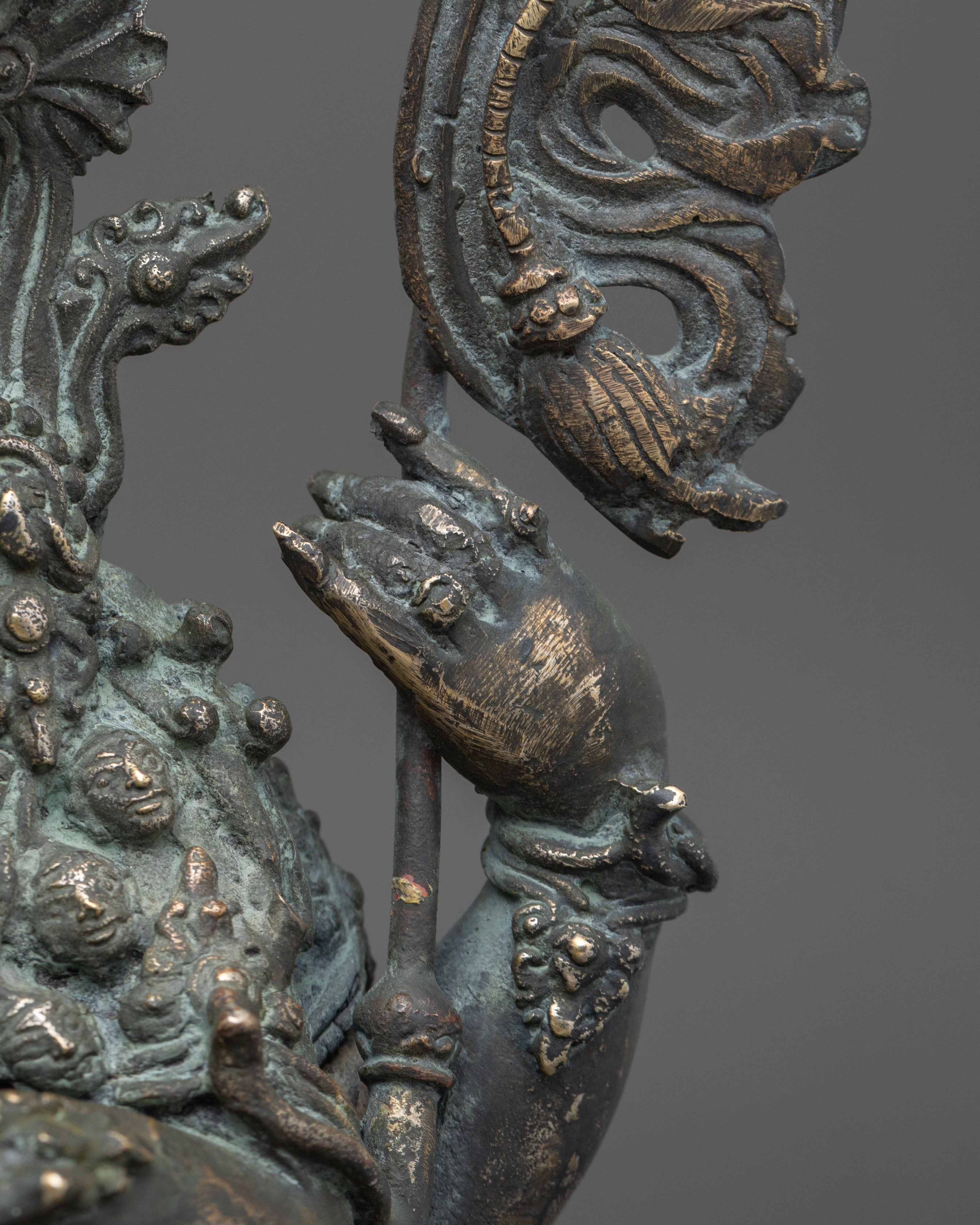 Chaturbhuja Mahakala Copper Statue | Buddhist Protector Sculpture