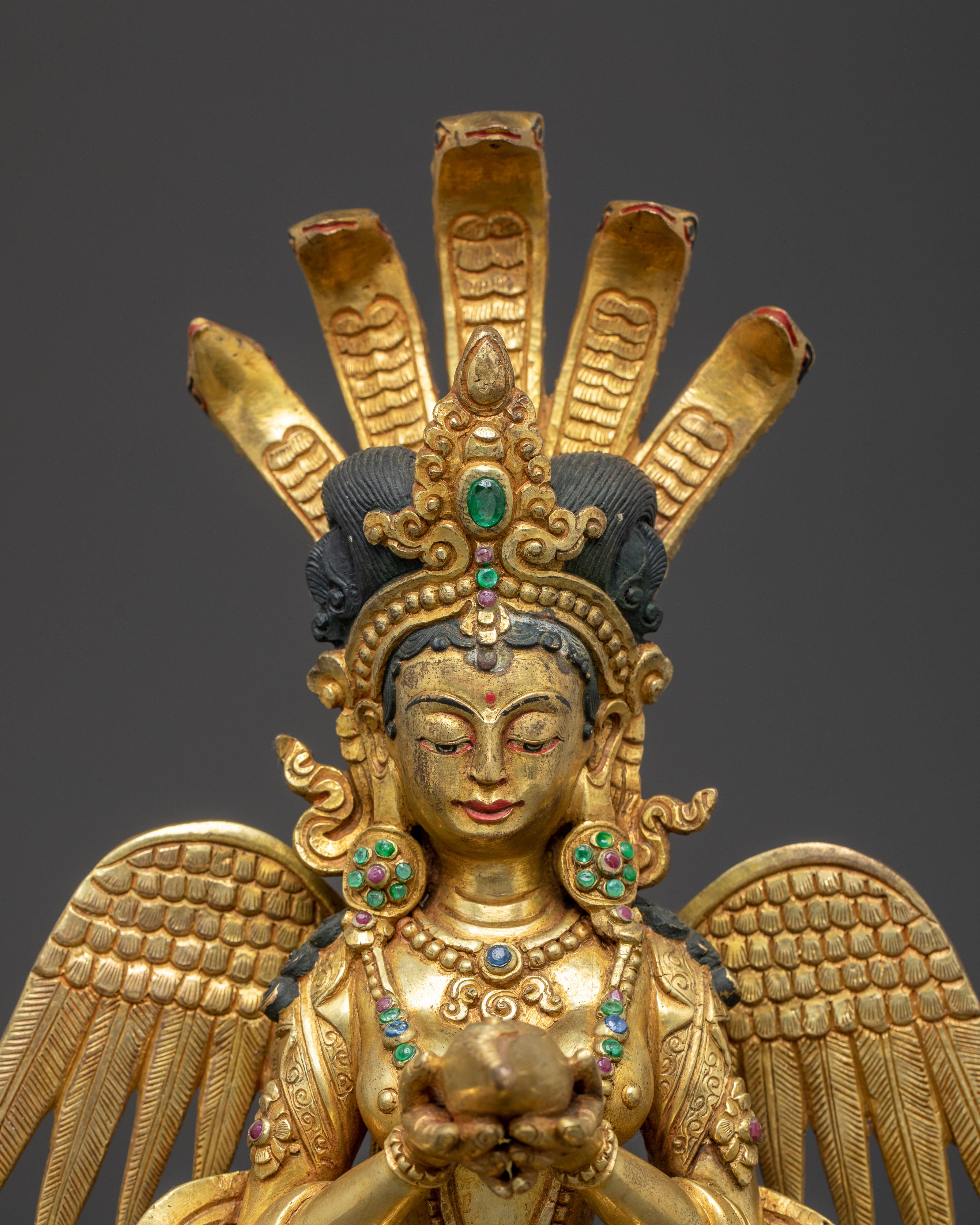 Handmade Nagkanya Copper Statue | Serpent Deity Sculpture