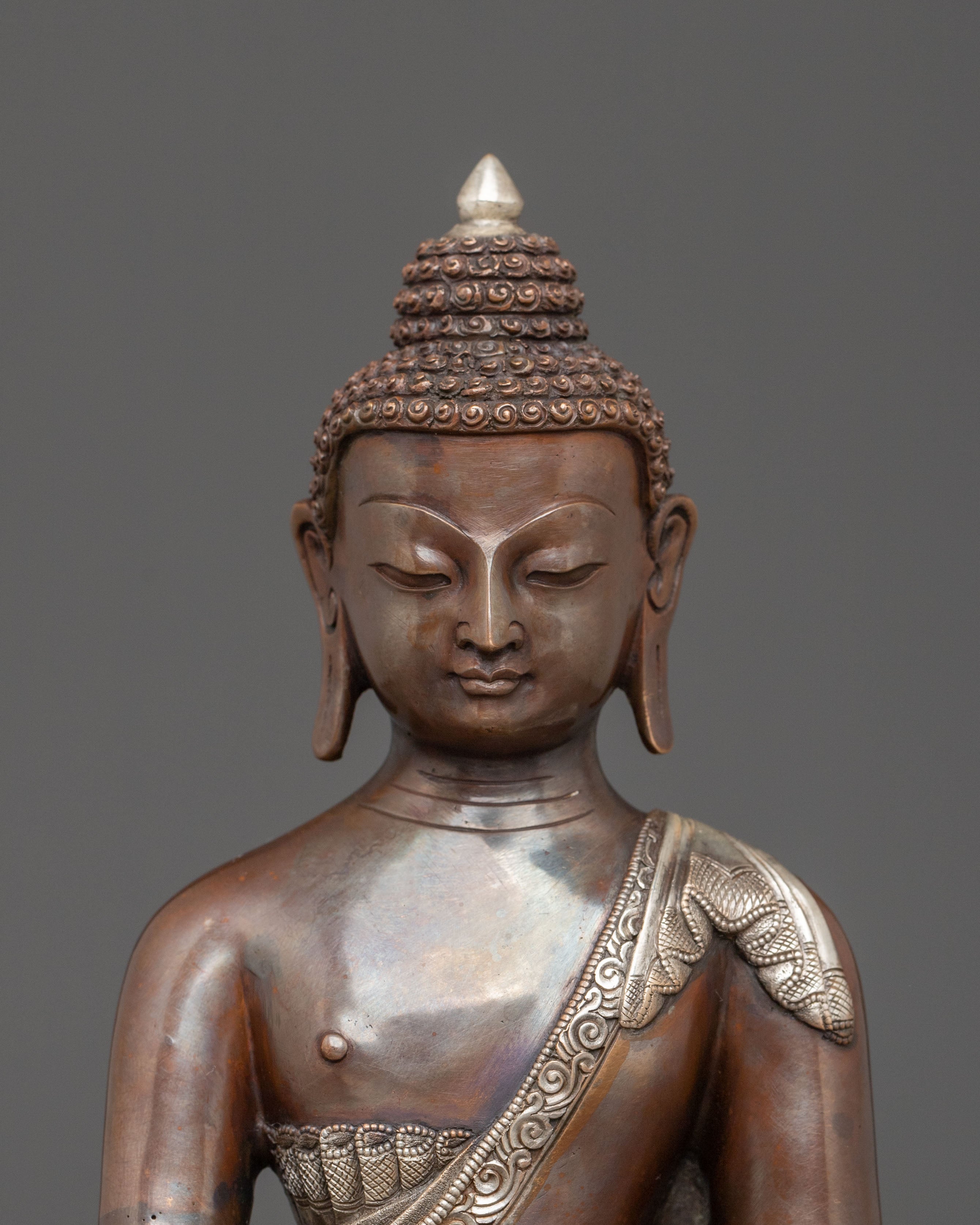 Medicine Buddha Statue: Oxidized Copper Healing Figurine