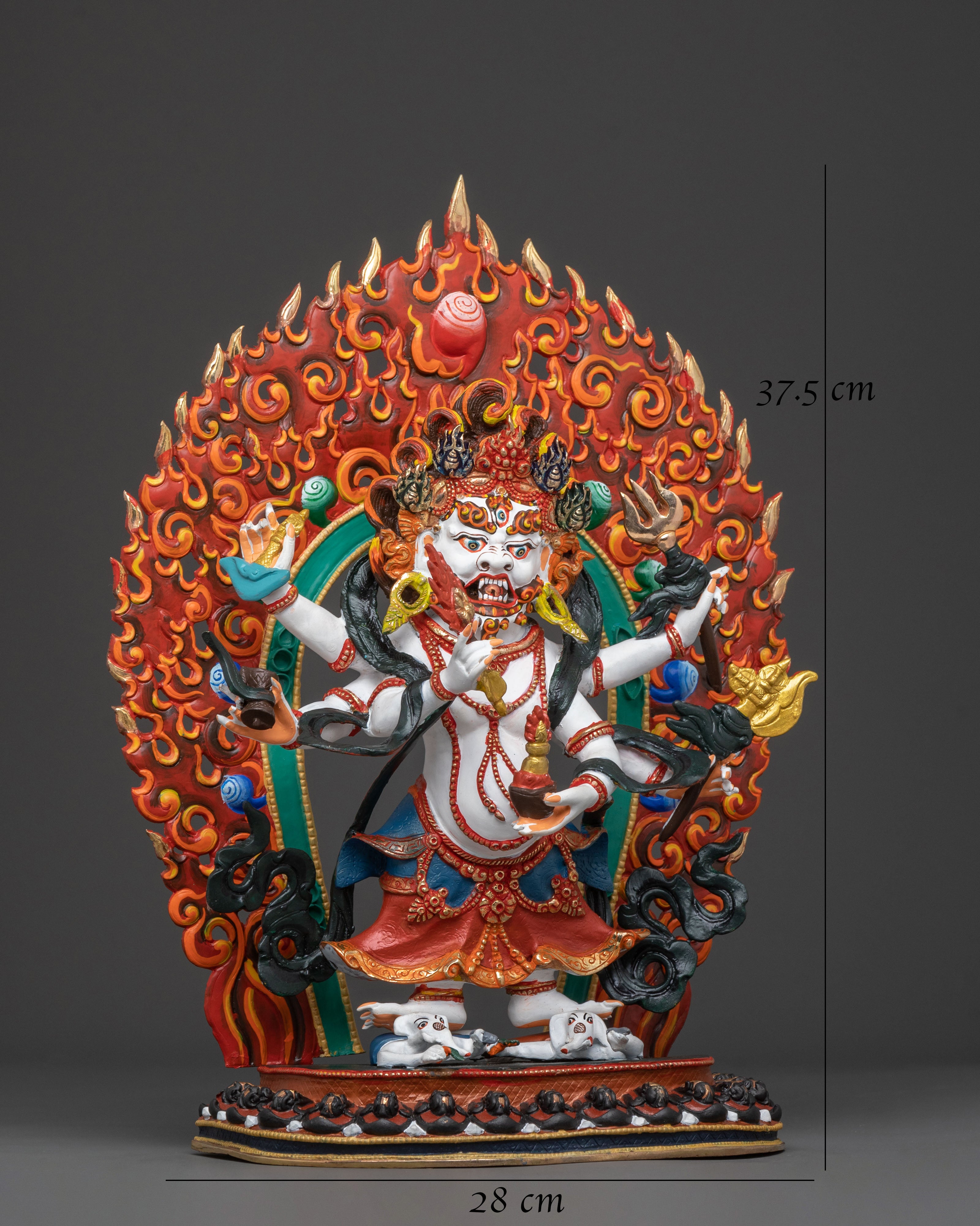 White Mahakala Statue | Tibetan Protector Deity