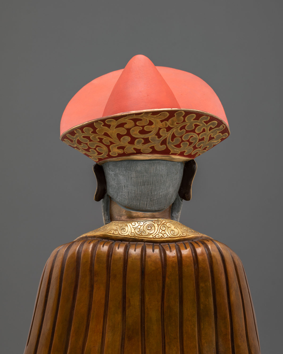 Buddhist Master Guru Shapdum Sculpture | 24K Gold Gilded Copper Statue