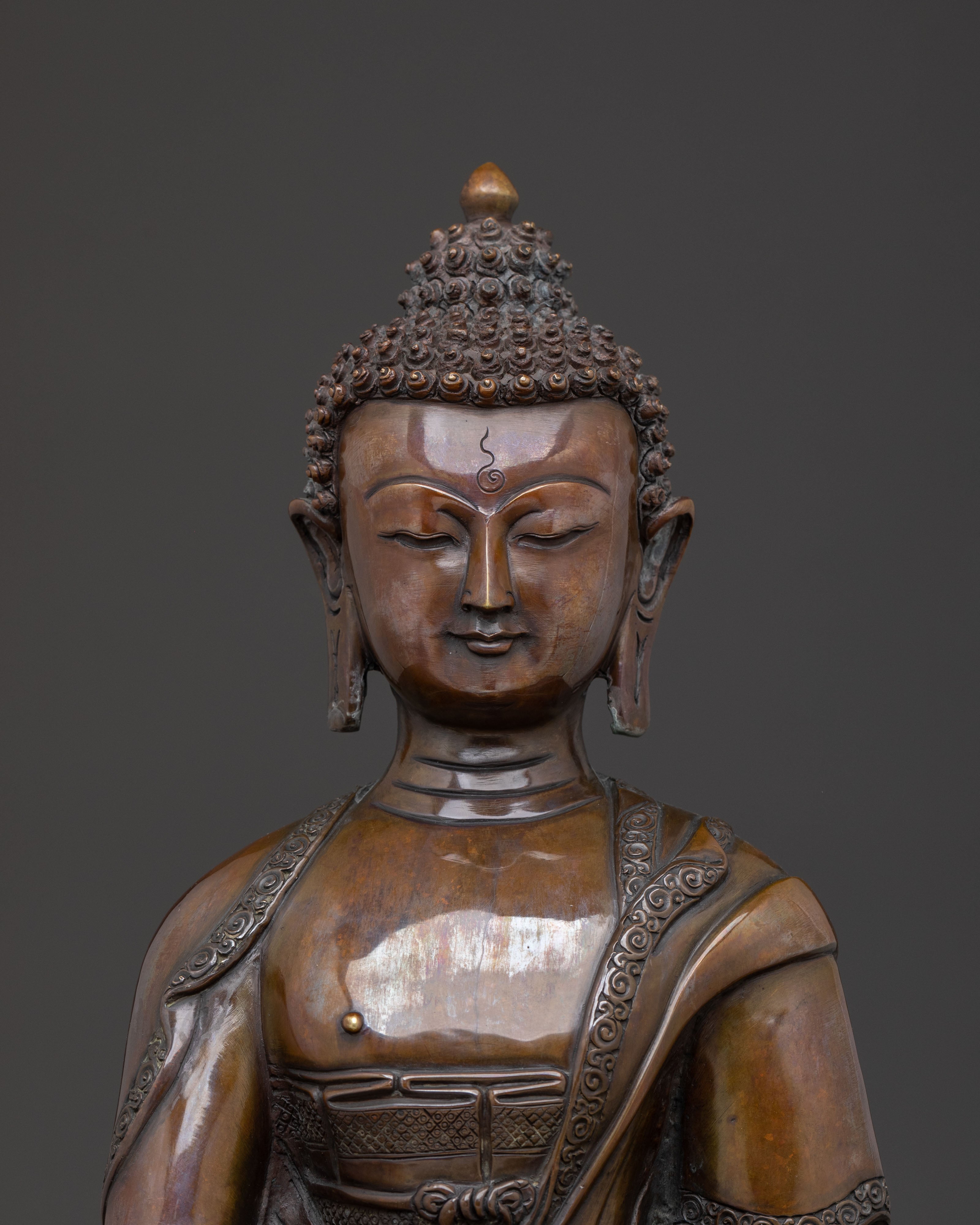 Amitabha Buddha Statue Infinite Light in Oxidized Copper