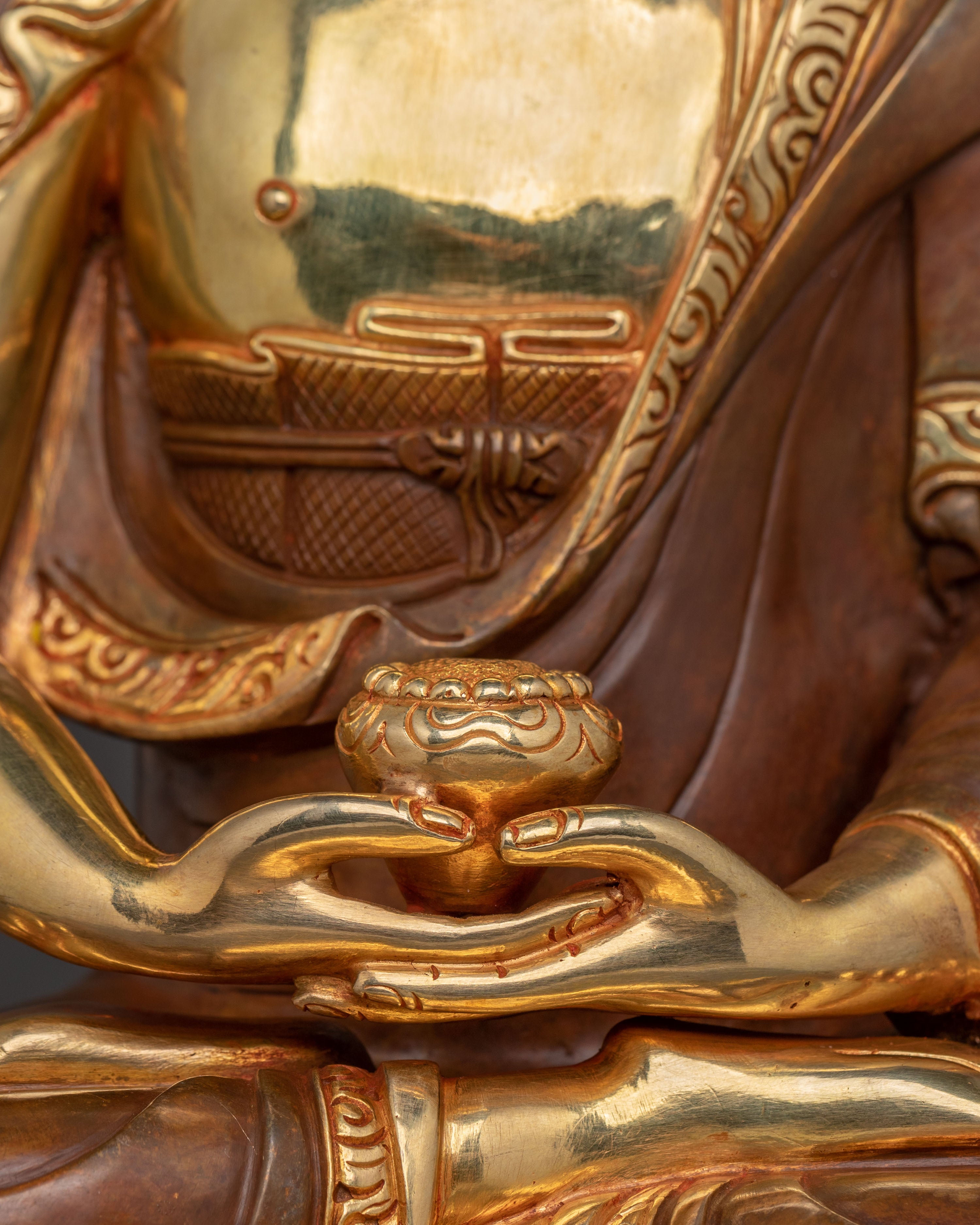 Amitabha Buddha Traditional Sacred Statue: Gilded Copper Art