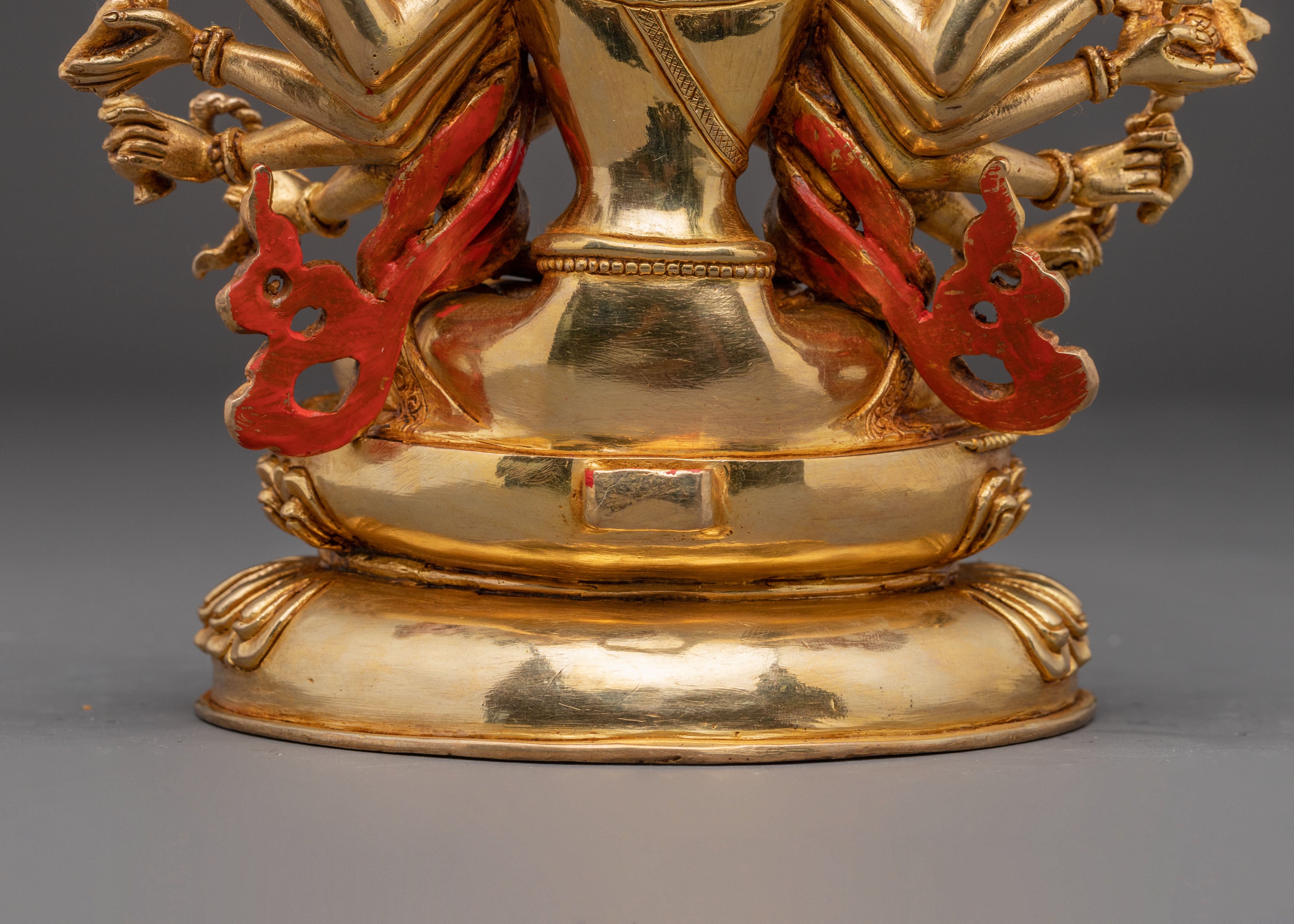 Handmade Golden Statue of Chundi Bodhisattva | Tibetan Style Decor