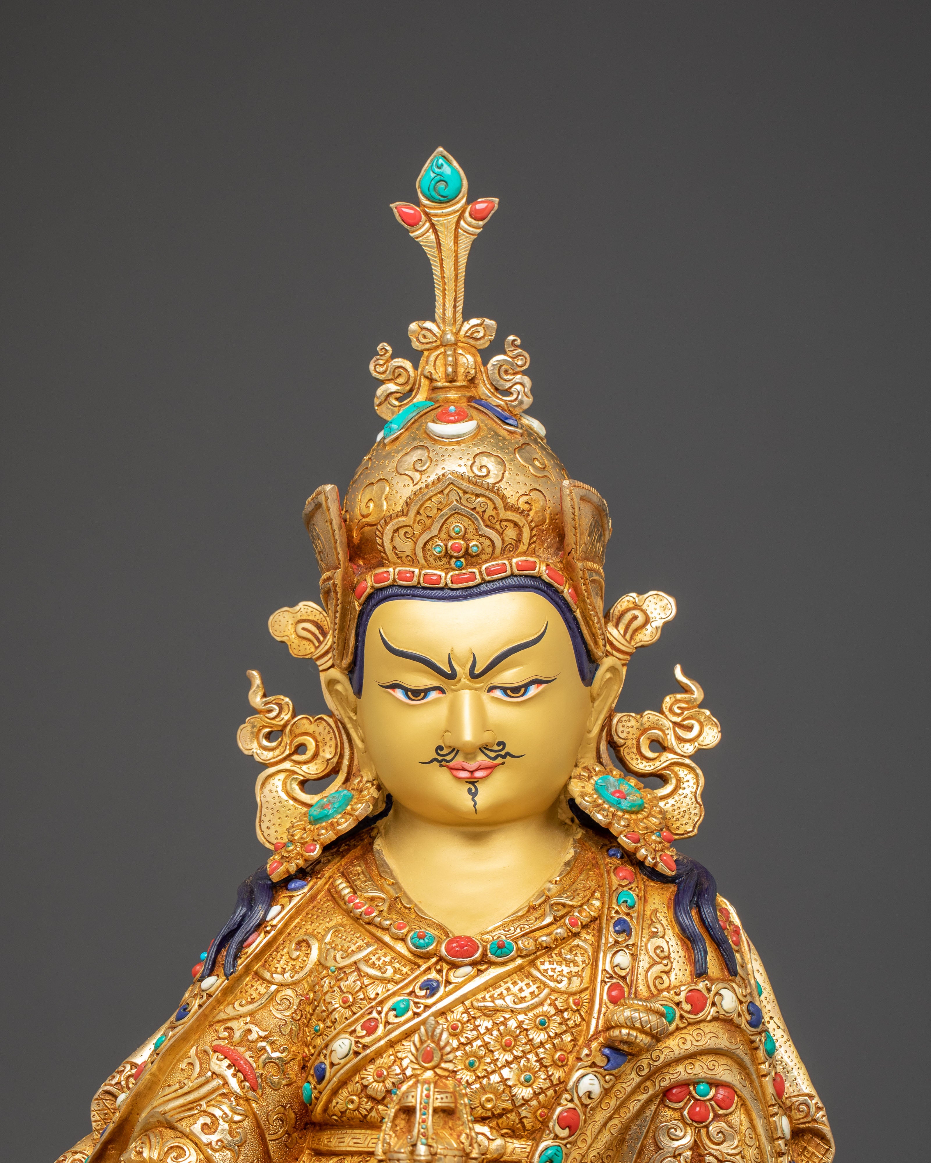 Golden Guru Rinpoche Statue | Padmasambhava Handcrafted Statue