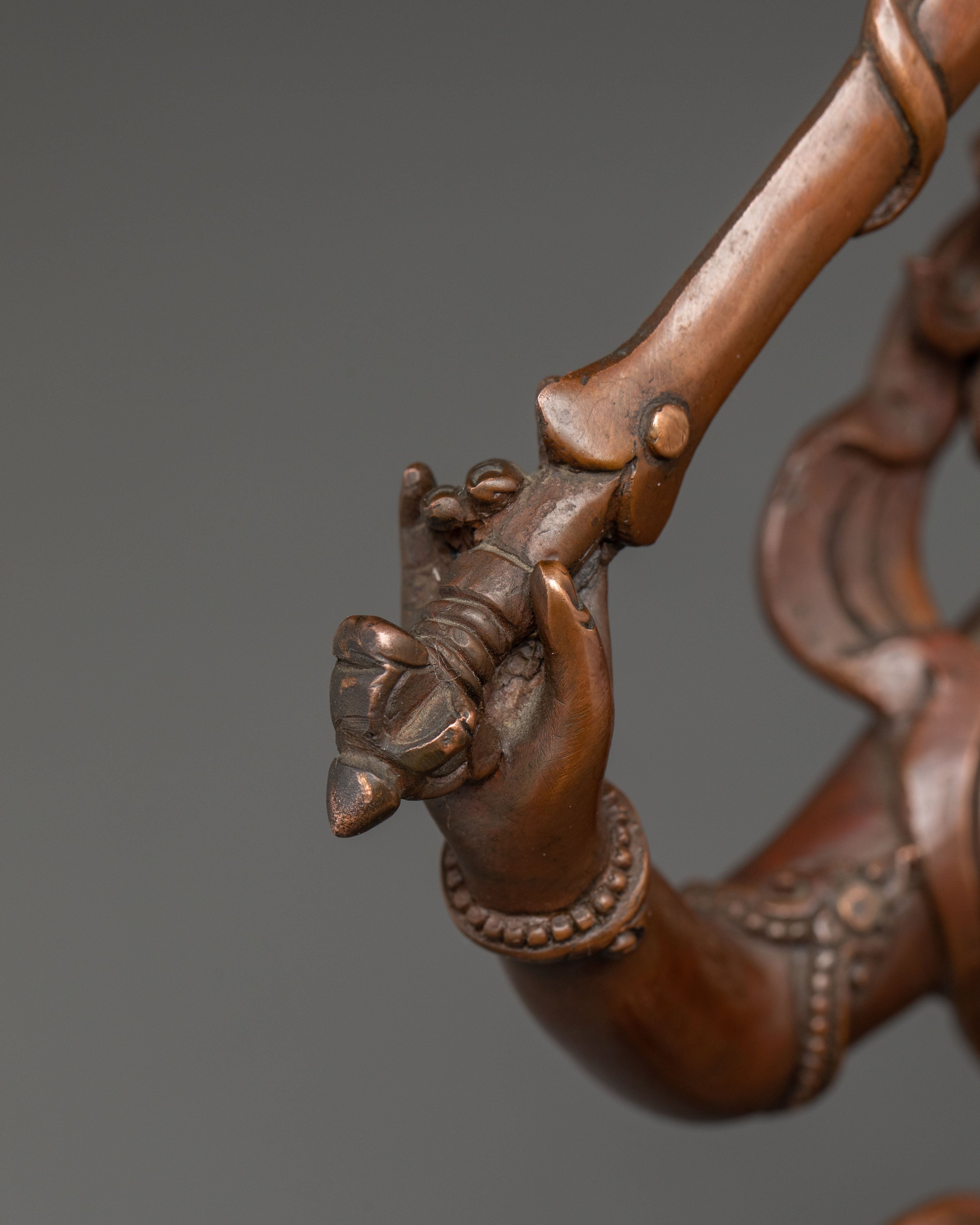 Handmade Copper Figurine of Manjushri | Meditation & Wisdom Decor