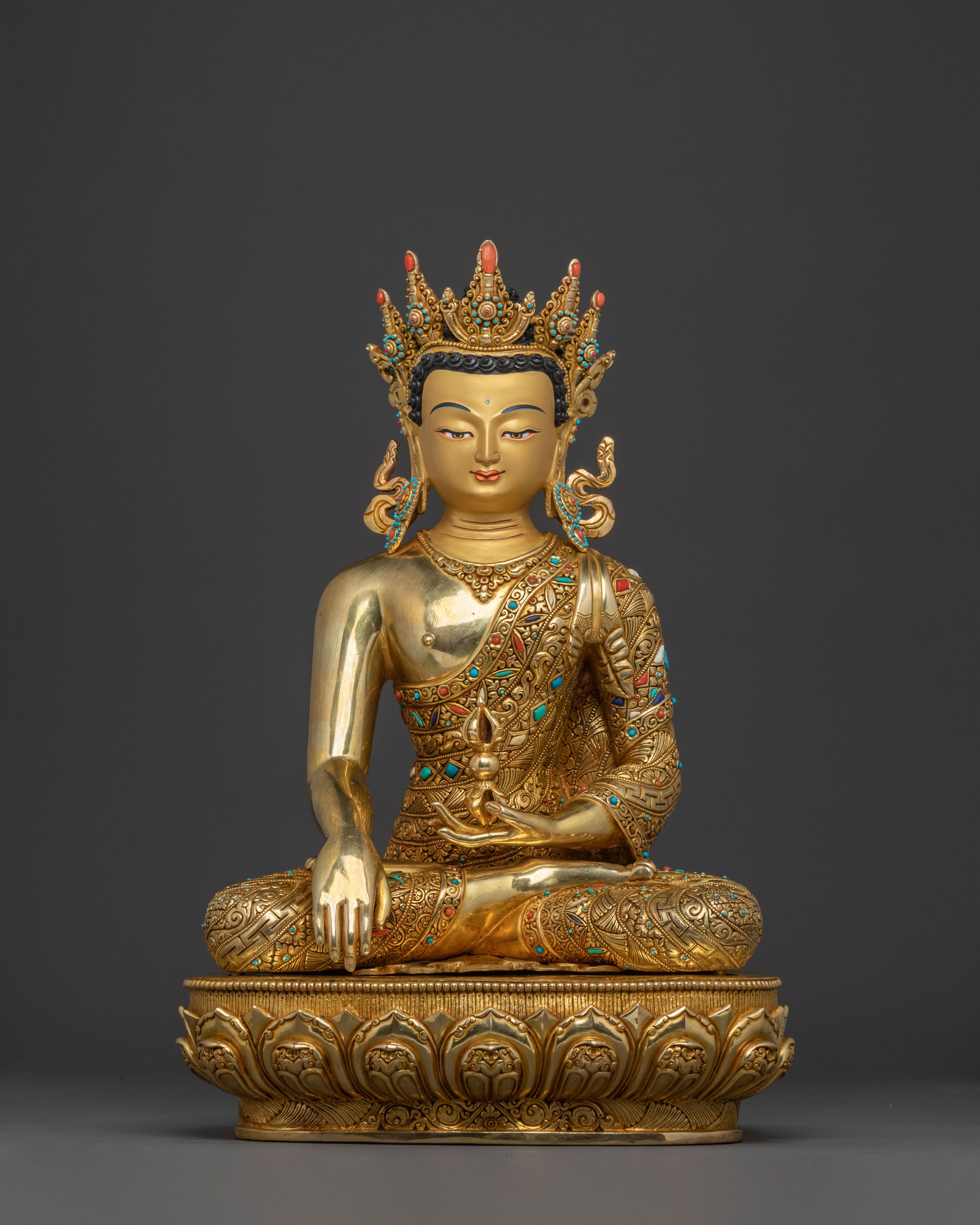 Crowned Mitrugpa Sacred Statue with 24K Gold Glided