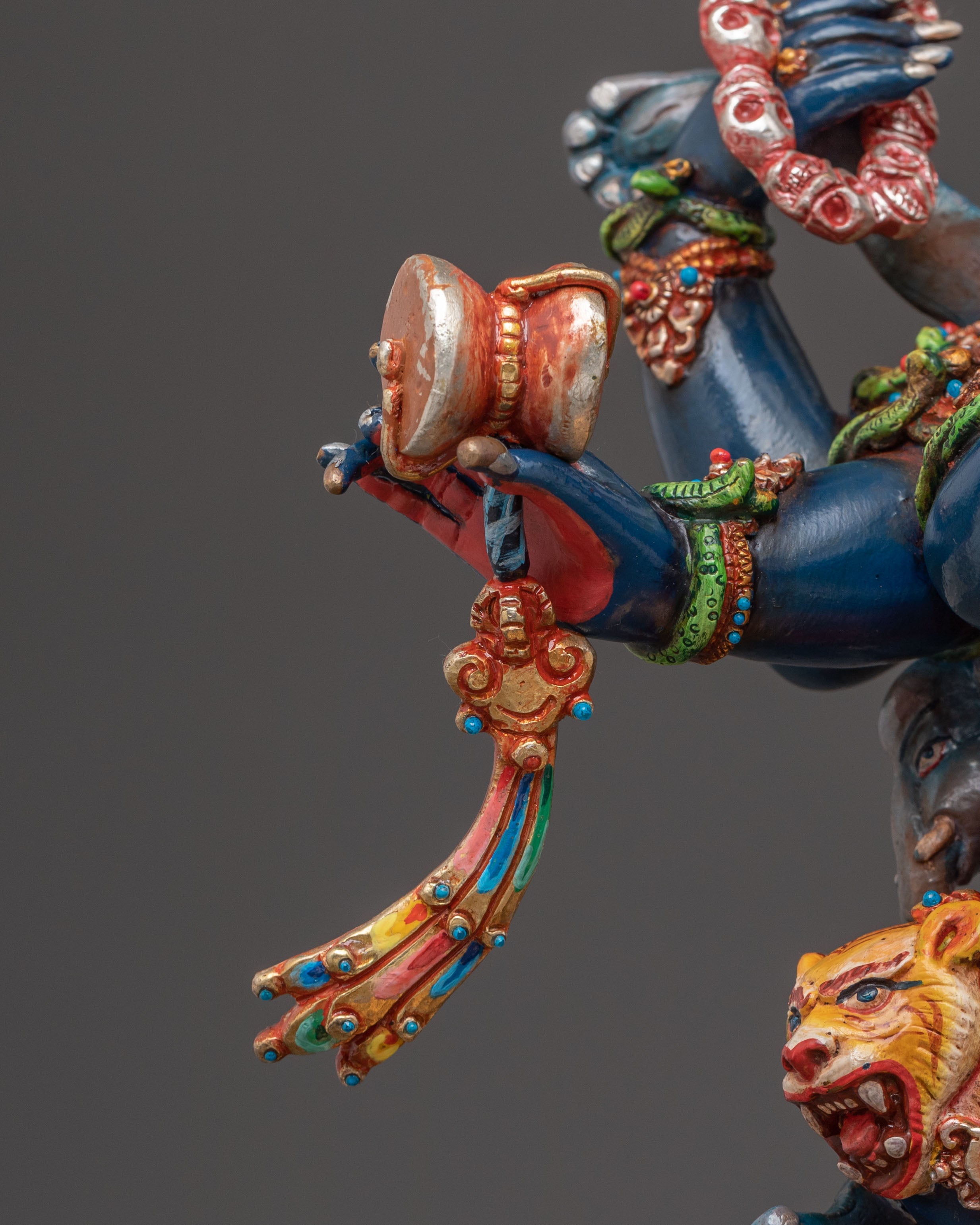 Mahakala Six Arms Protector Sculpture for Altar