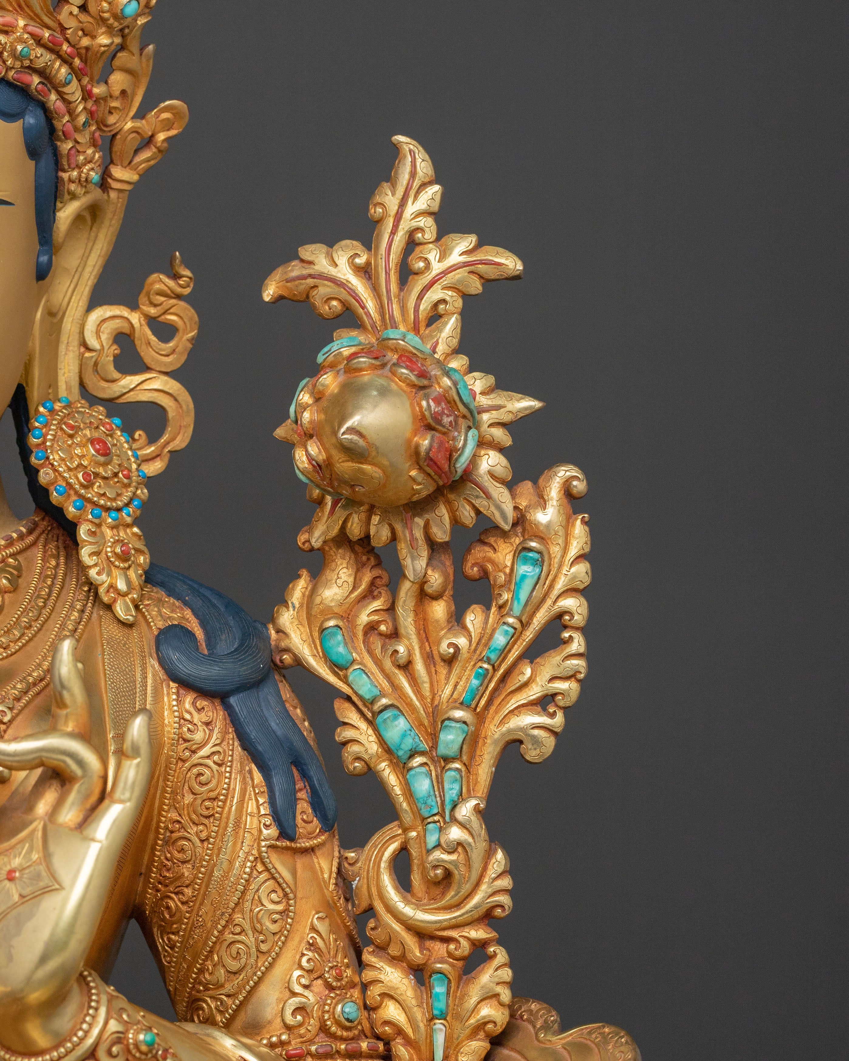 Handcrafted Green Tara Sacred Sculpture | Goddess of Compassion