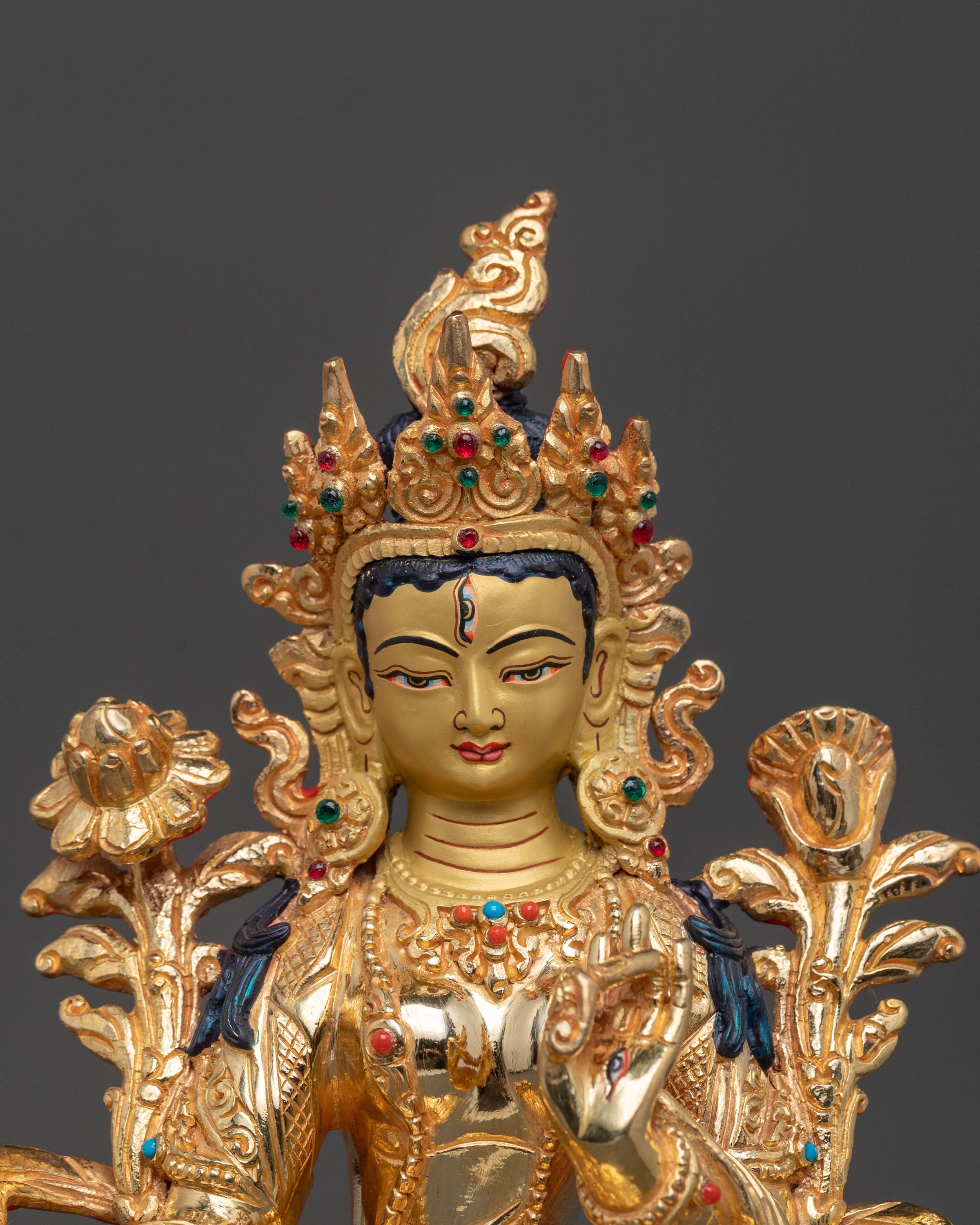 White Tara Figurine | 24K Gold Gilded Healing Goddess