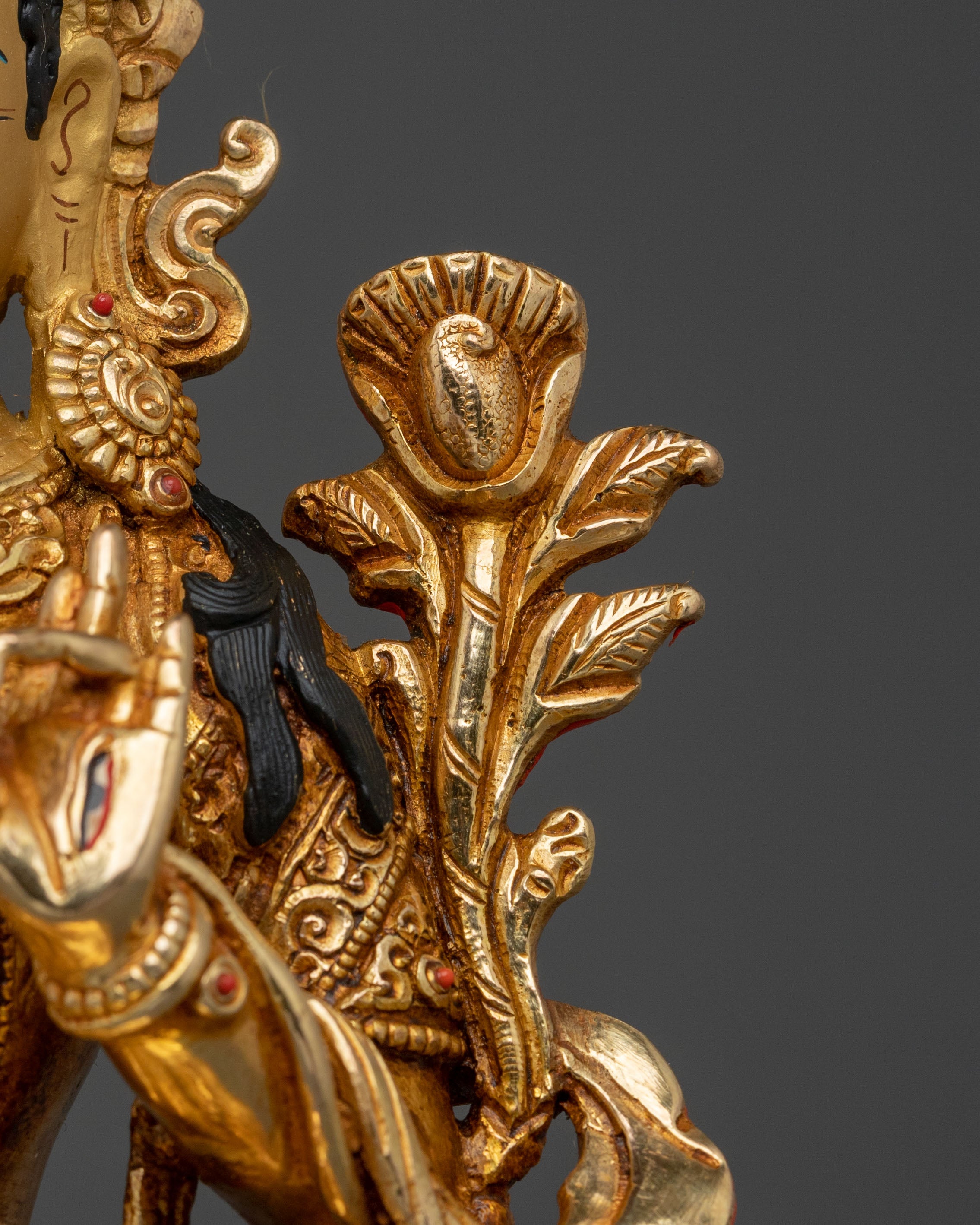 White Tara Peaceful Statue: Serene Gold-Gilded Copper