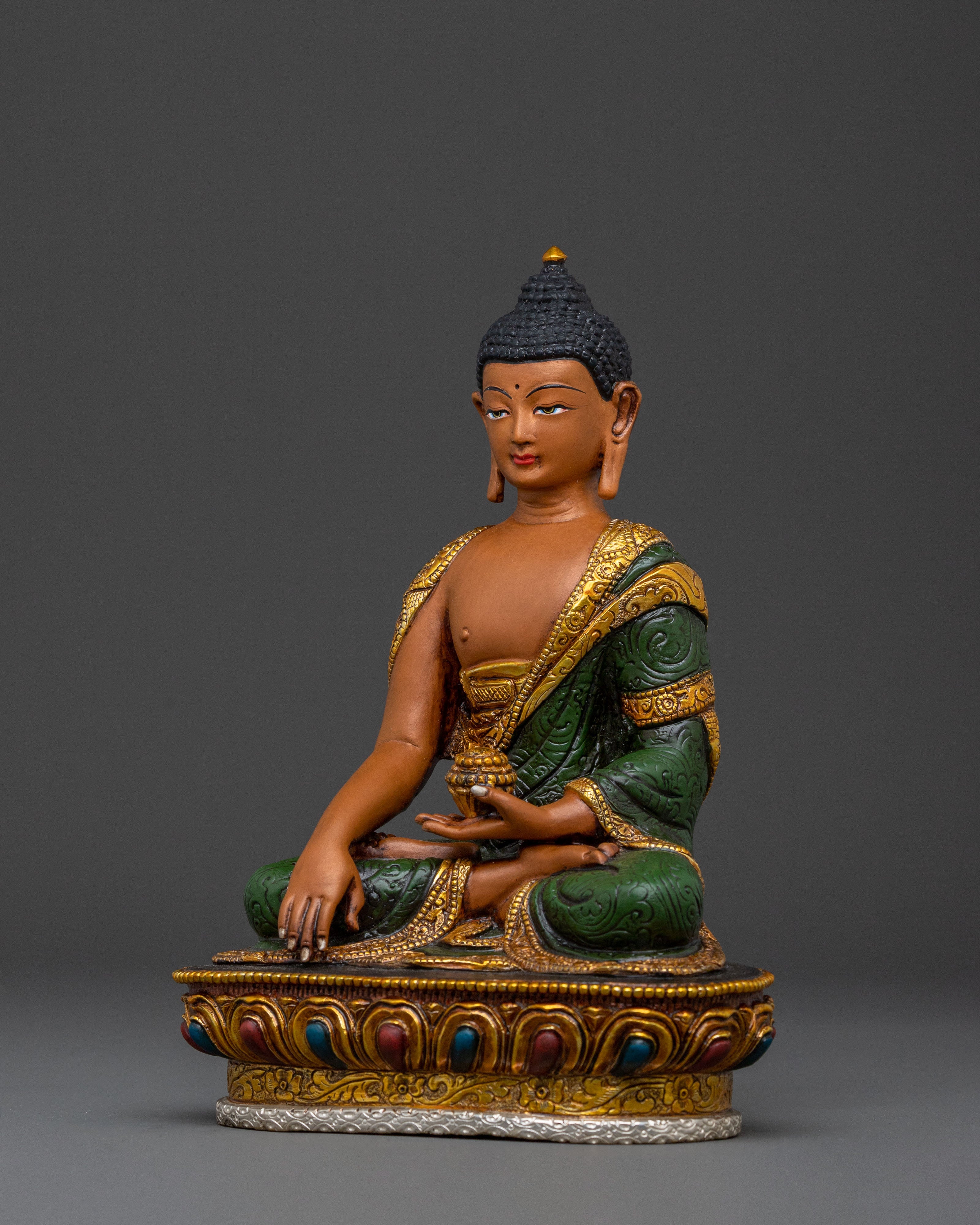 Shakyamuni Buddha Dharma Path Statue – Handcrafted Silver-Plated Serenity