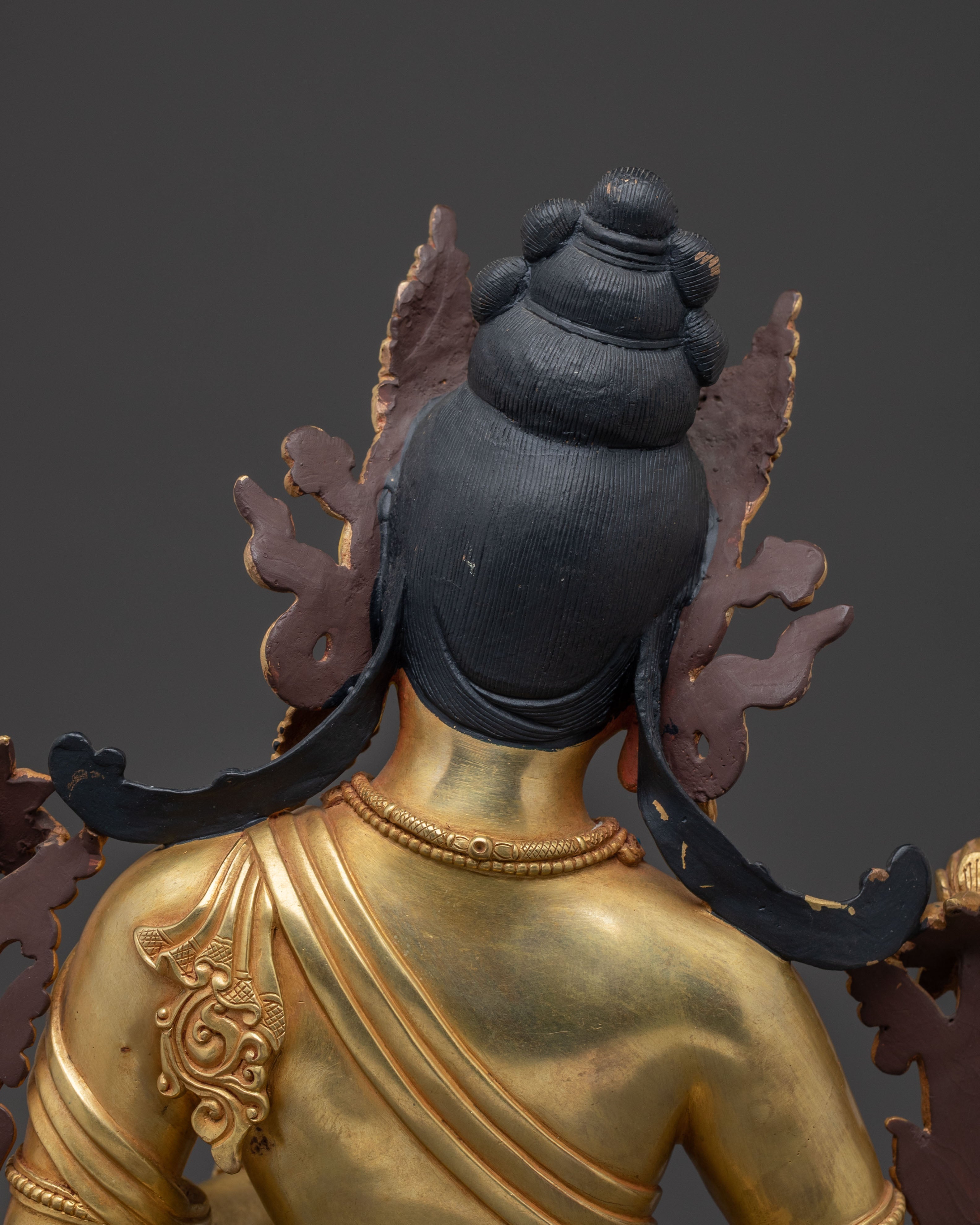 Divine Green Tara Golden Statue | 24k Gold Gilded Copper Figure