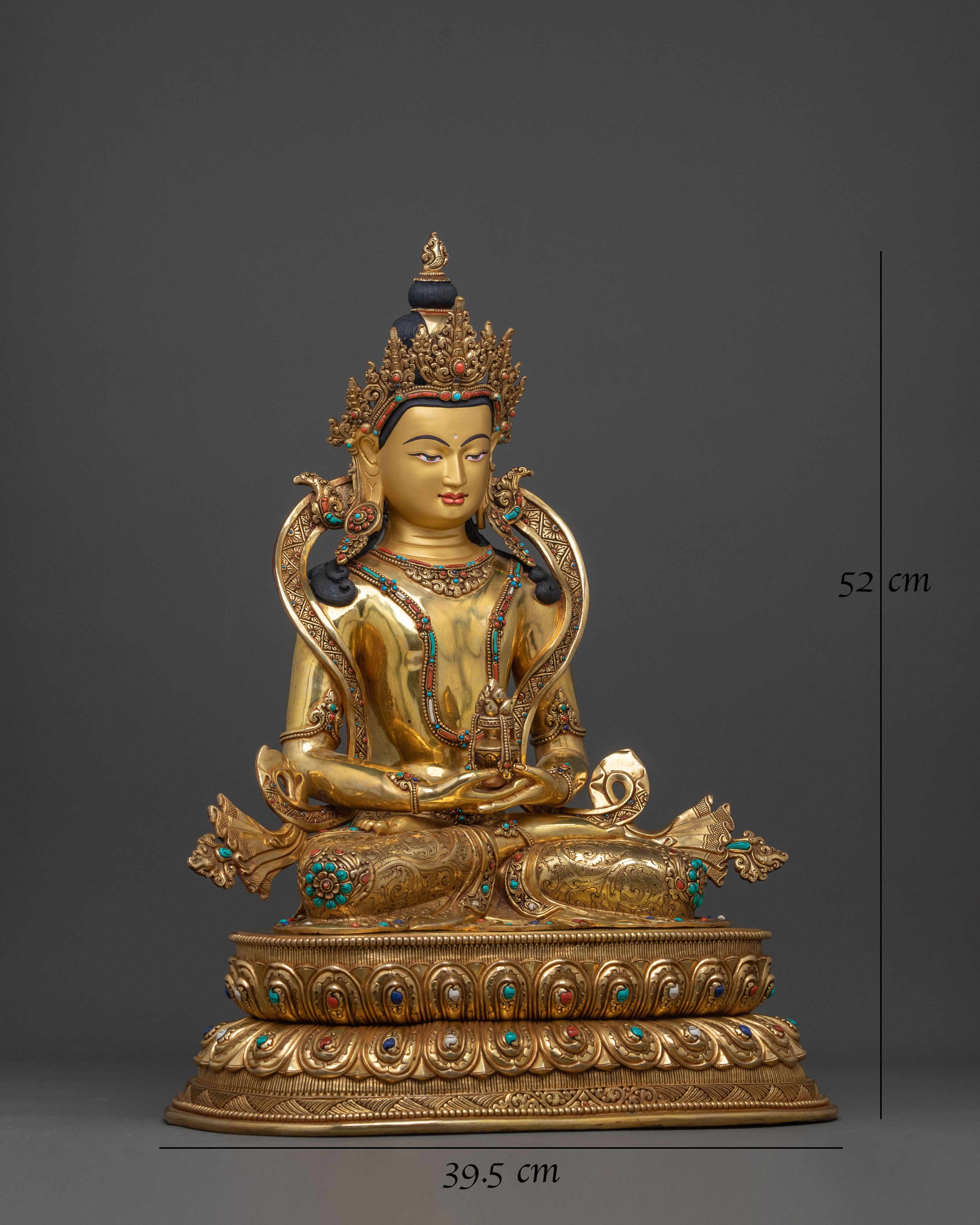 Handcrafted Copper Amitayus Statue | Buddha of Long Life and Healing