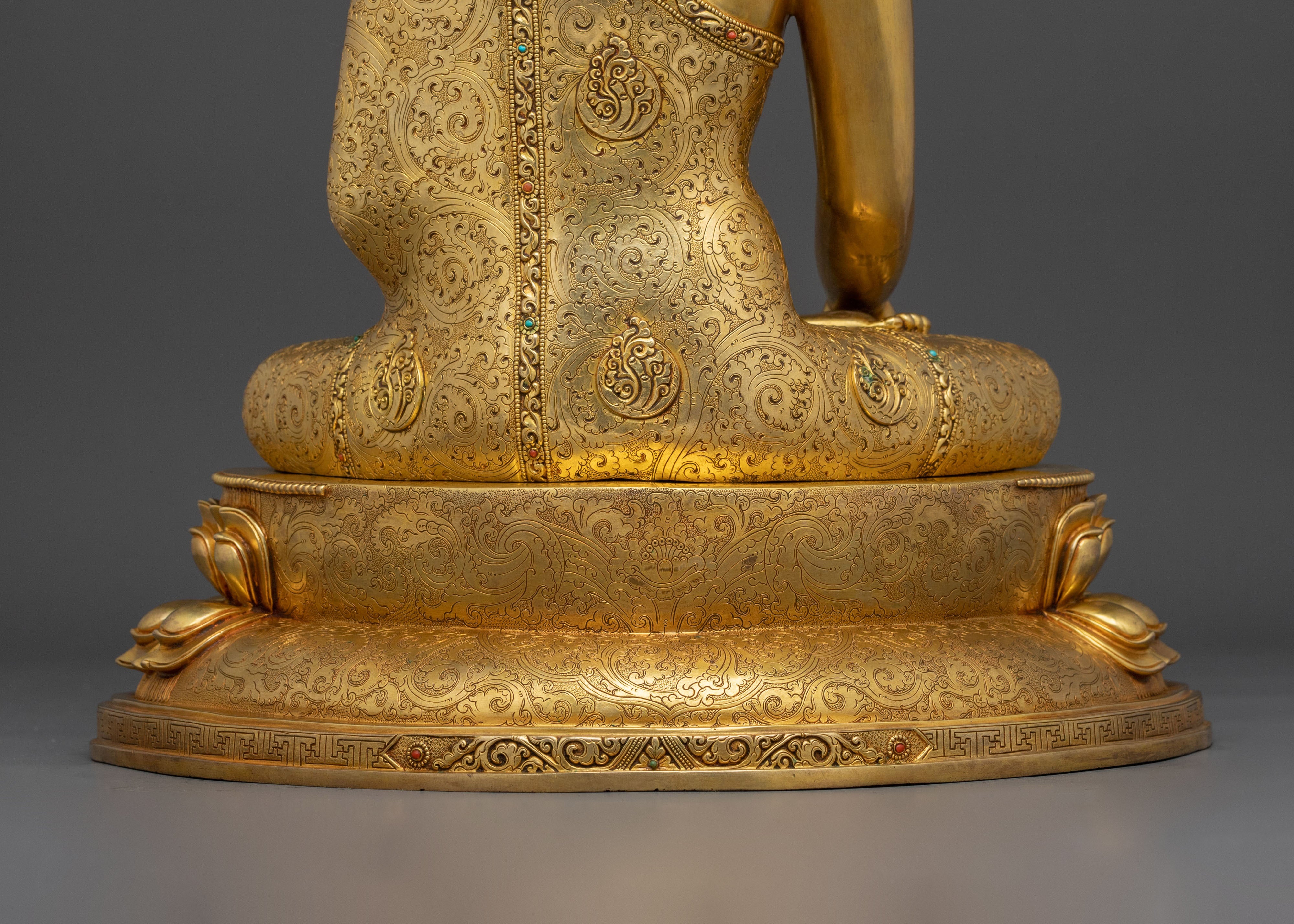 Shakyamuni Buddha Fire Gold Gilded Figurine | Home Decor