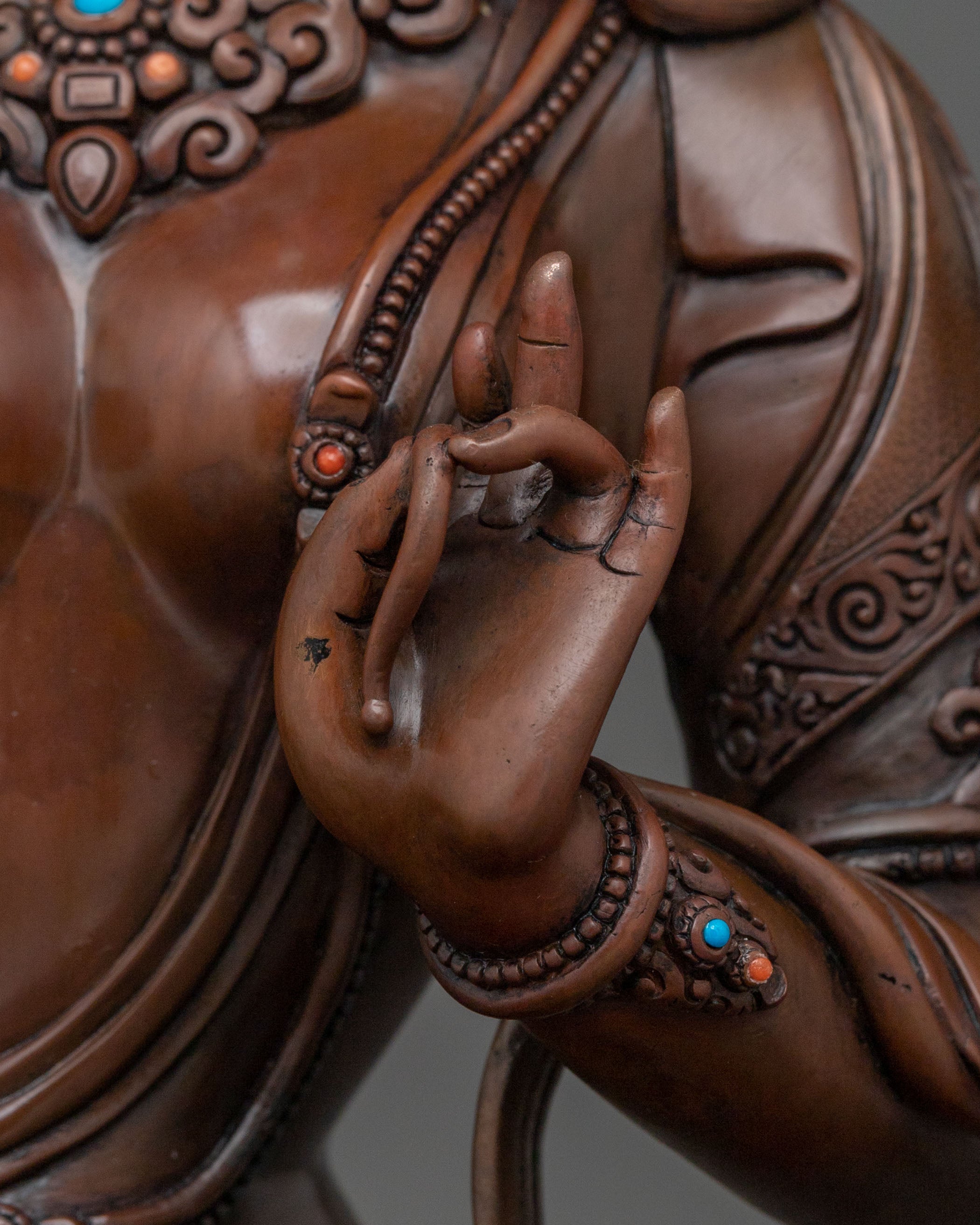 Compassion Goddess Green Tara: Oxidized Copper Sculpture