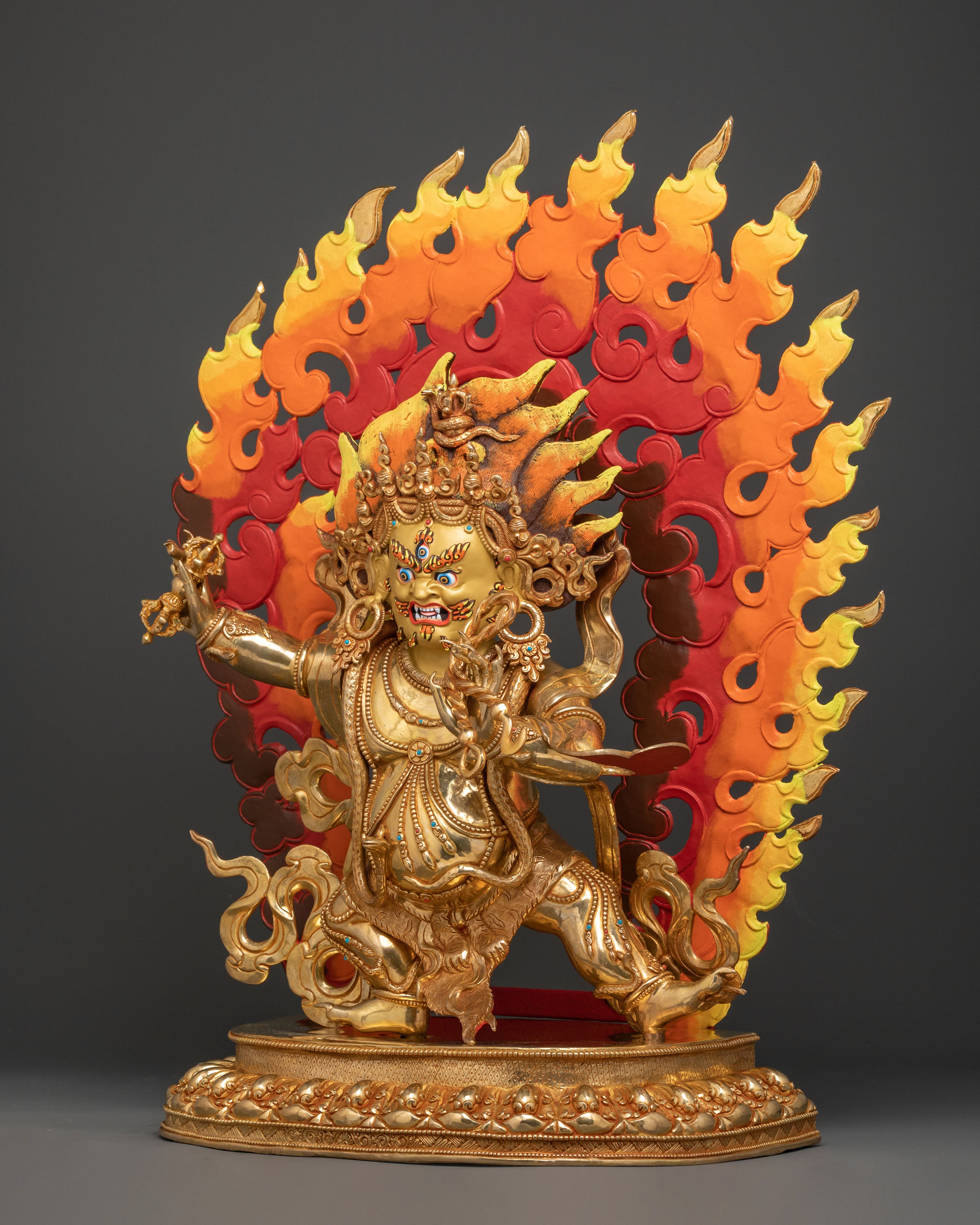 Vajrapani: Electrifying 24K Gold Gilded Sculpture