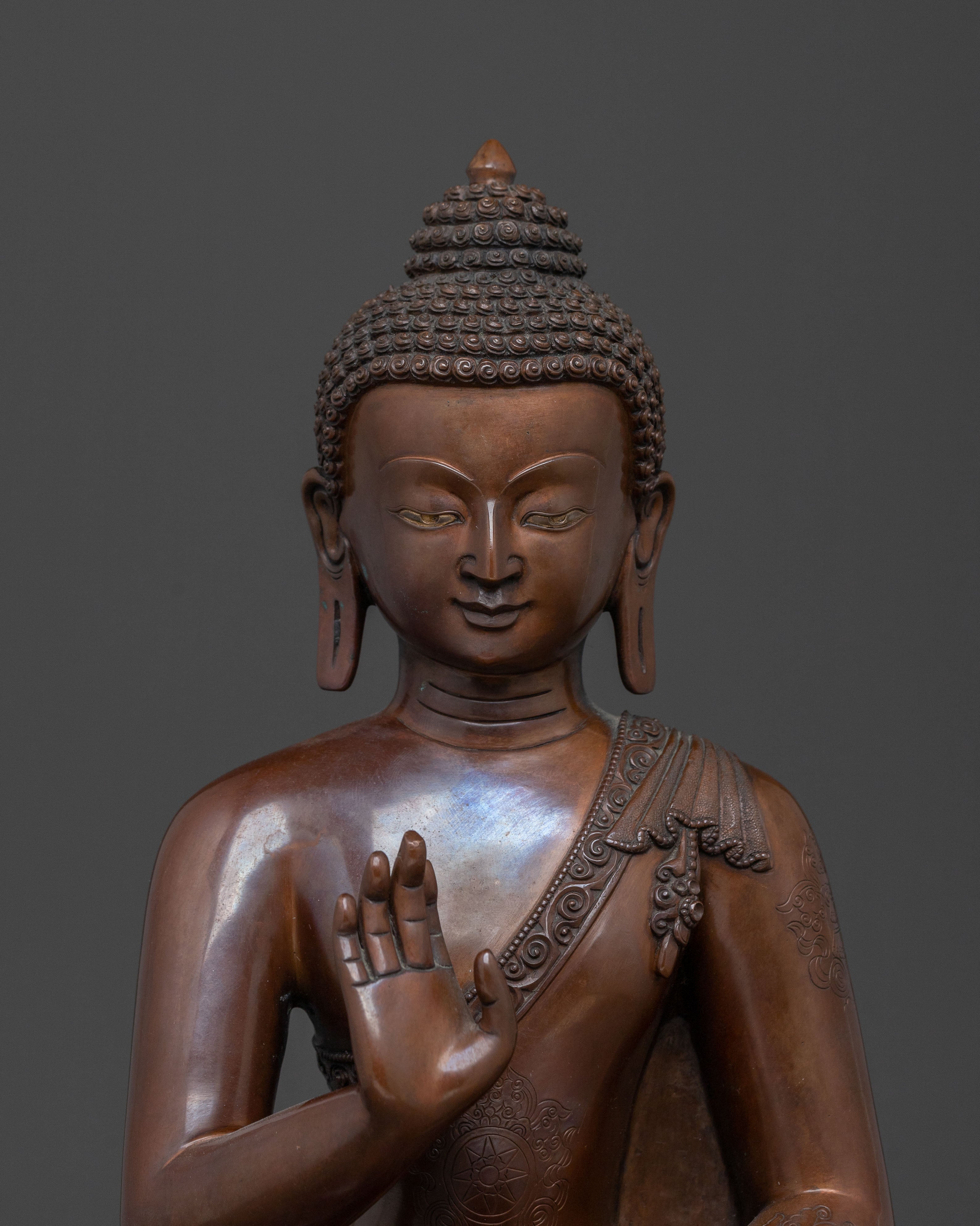Amogasiddhi Wisdom Buddha | Oxidized Copper Statue