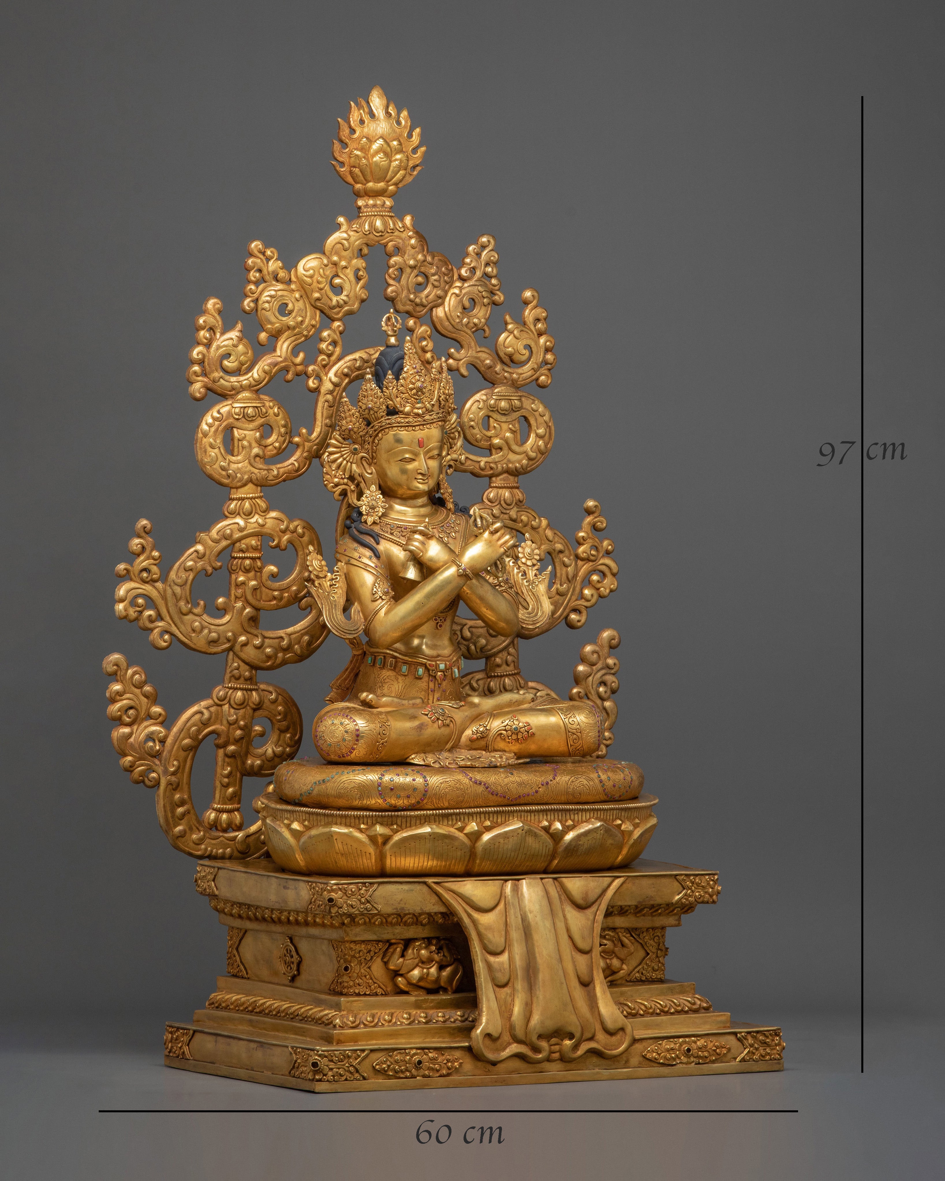 Vajradhara Tibetan Figurine: Exquisite Gilded Copper Masterpiece