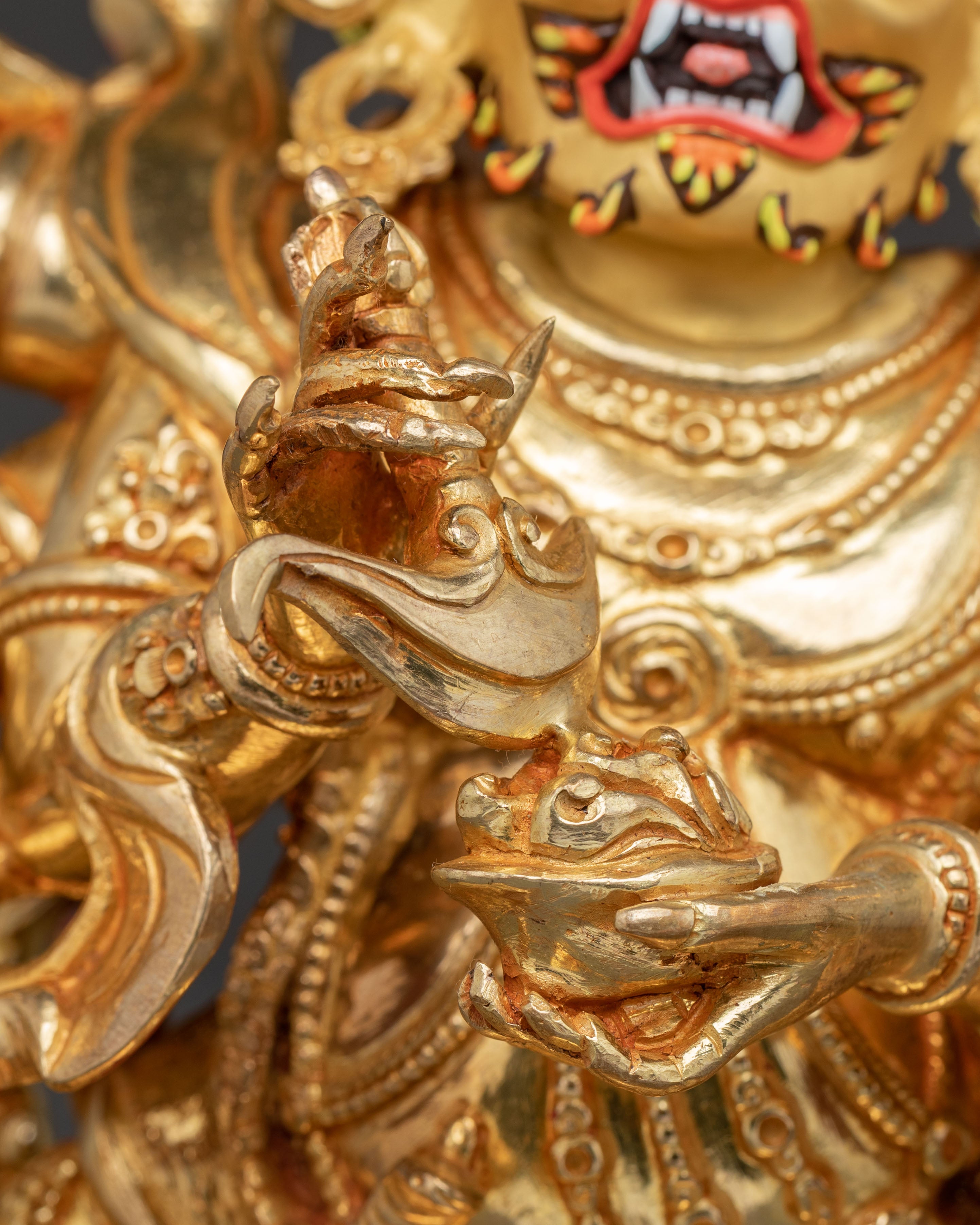 Golden Statue of Protector Six-Armed Mahakala | Wrathful Guardian